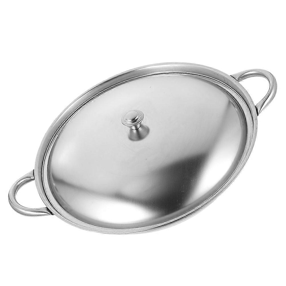 Stainless Steel Wok with Double Handles, Overflow Cooking Pot for Kitchen, Induction Compatible, Easy to Clean, Ideal for Hot Pot and Family