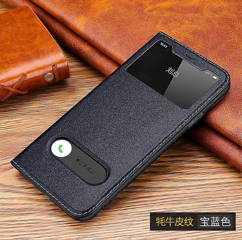 Case For Iphone 13 Blue Leather Fashion Suction Window Multi-function No3606