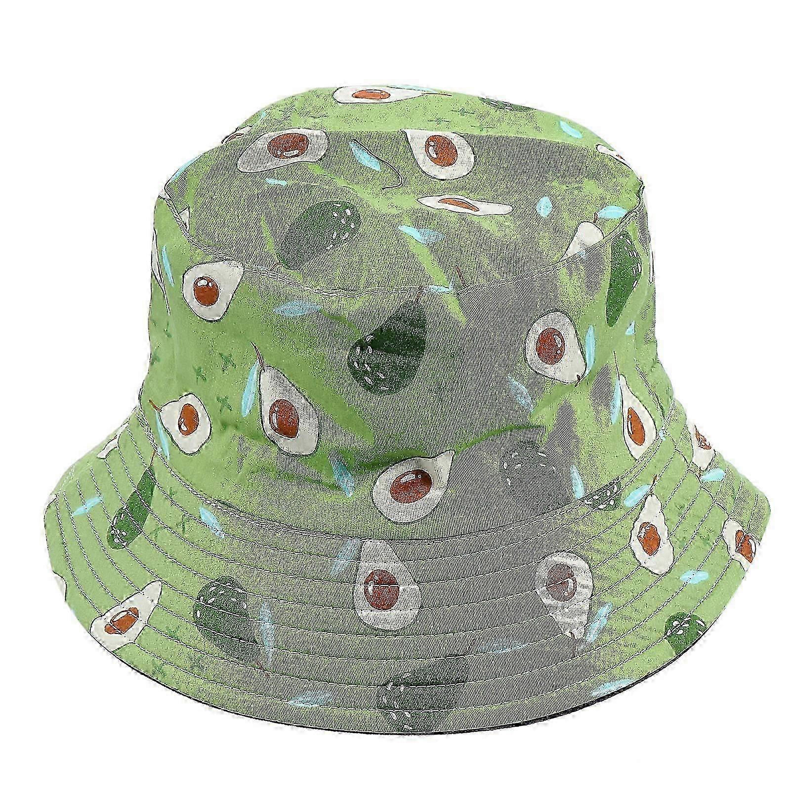 Women Bucket Hat Strawberry Print Wide Brim Double Sided Reversible Fishing Hatspink