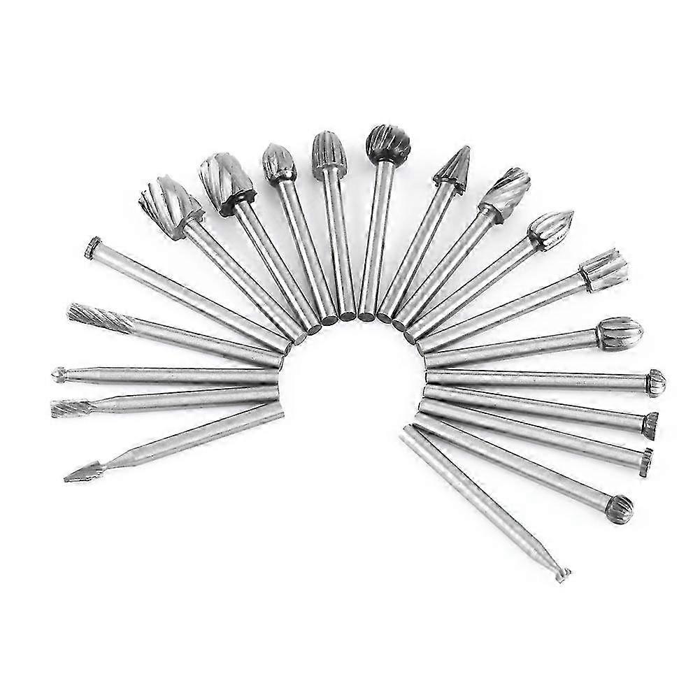 20pcs High Speed Steel Burrs Rotary Files Woodworking Carving Tool Set with 1/8inch Shank