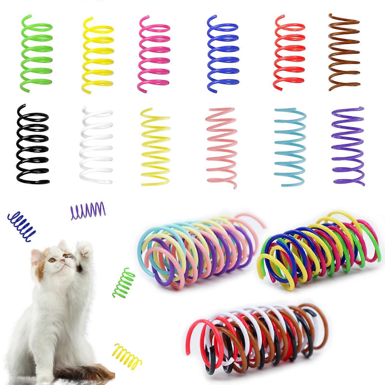 Cat Spring Toy Pack Of 12 Colorful Plastic Spiral Interactive Toy For Indoor Cats To Swat