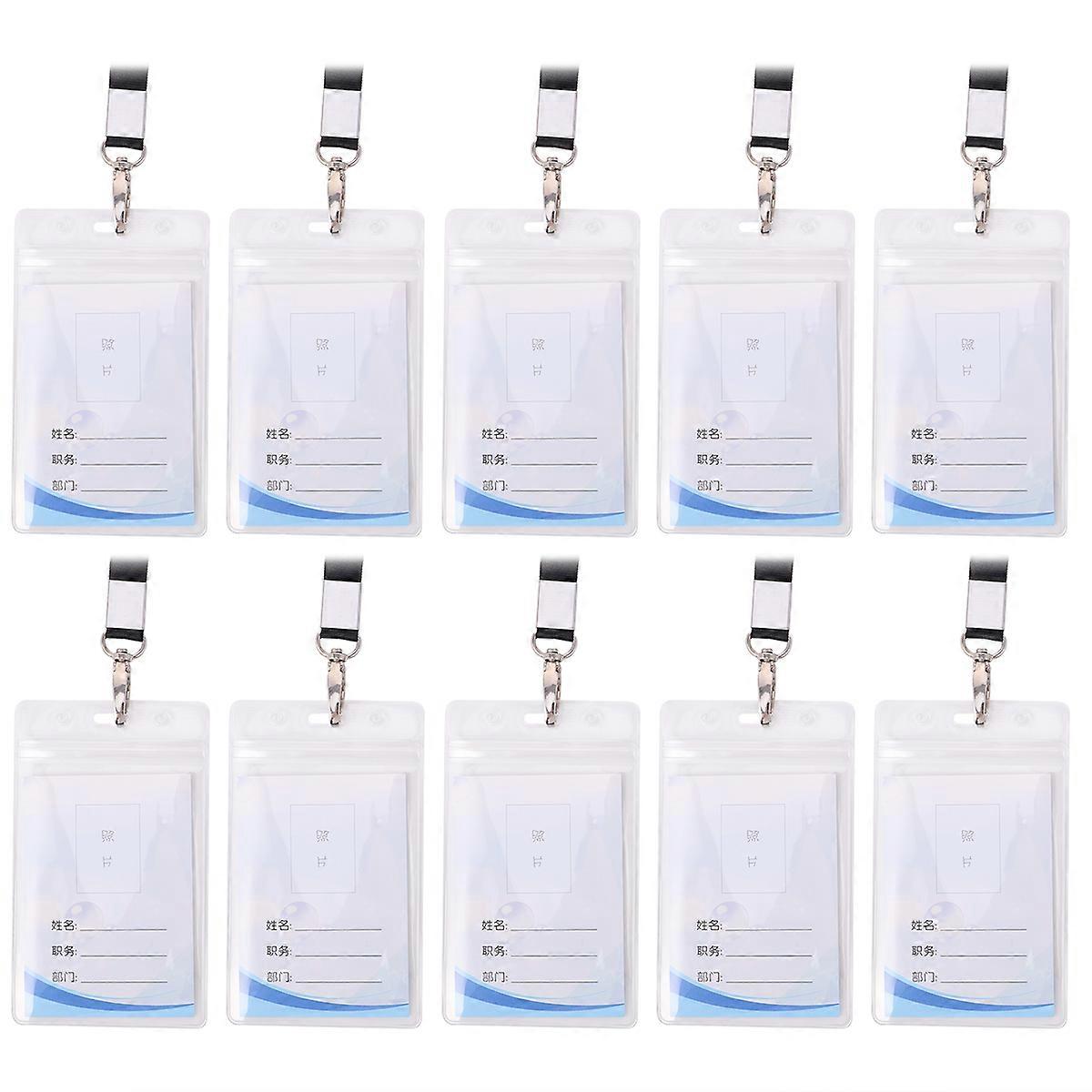 Transparent Badge Holder for Holding Badge Card with Detachable Neck Lanyard 10Pcs