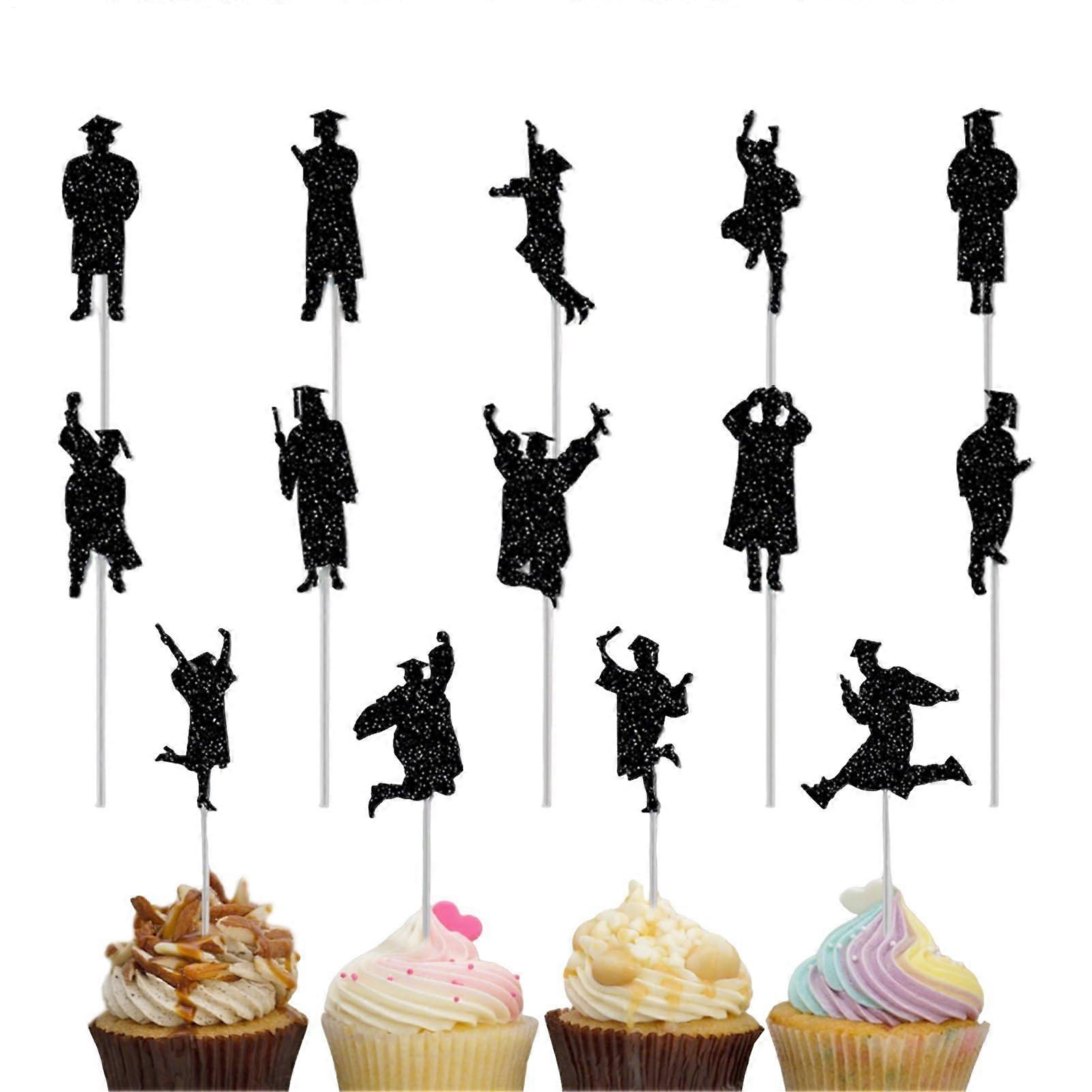 毕业蛋糕礼帽纸食品装饰，14 个小食物镐套装
