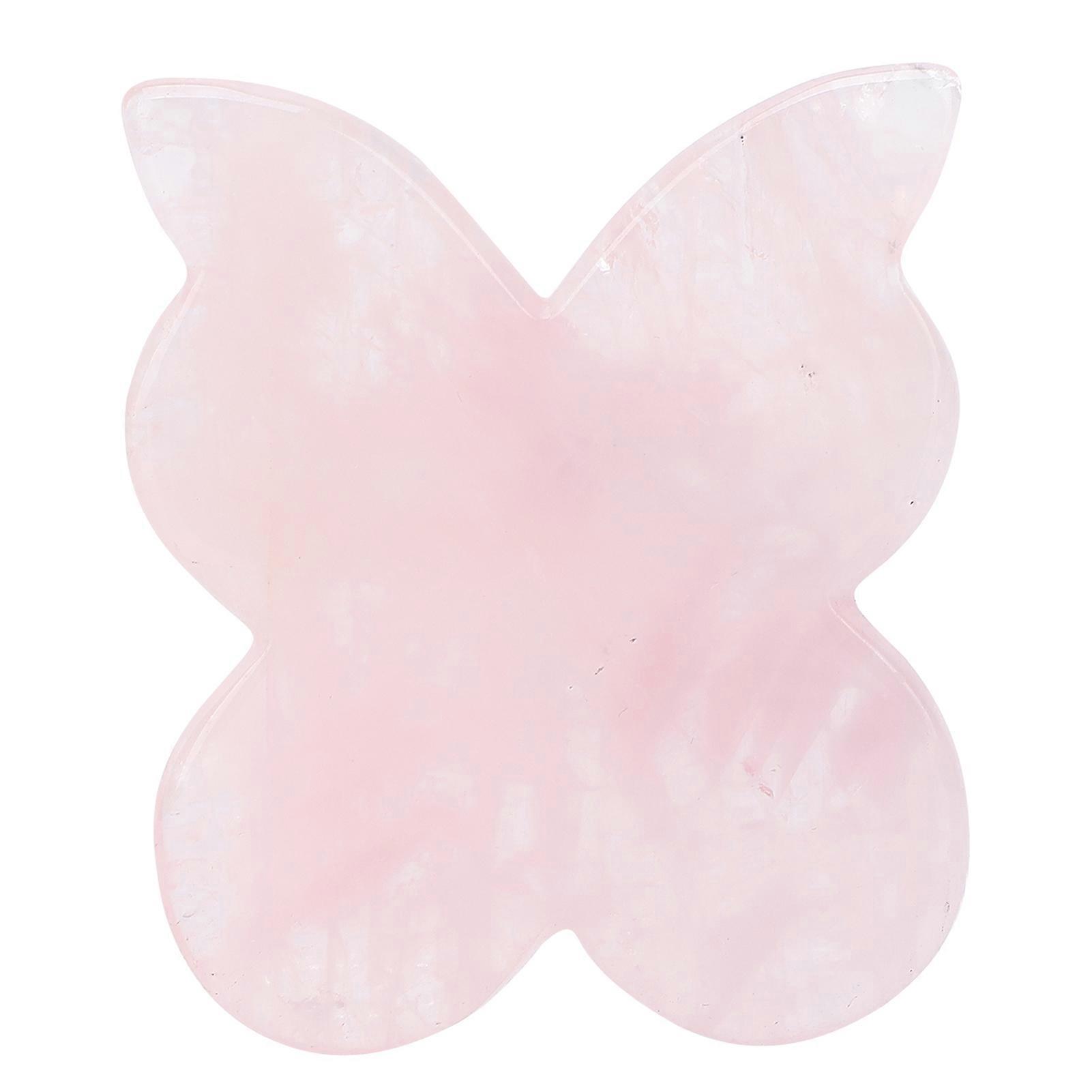Portable Rose Quartz Guasha Board Butterflies Shaping Gua Sha Scraping Massage Tool
