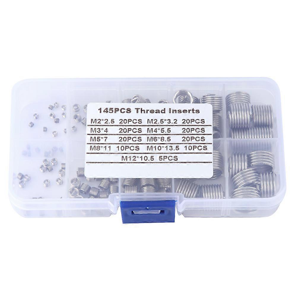 145Pcs/set Stainless Steel Wire Screw Sleeve Thread Repair Insert Kit Tool Set