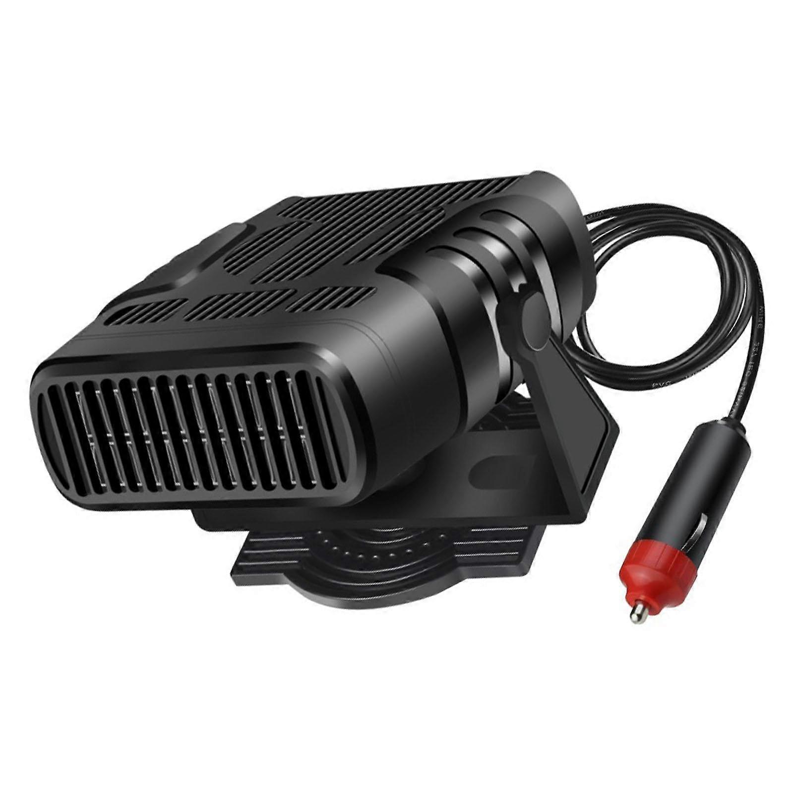 Portable Car Heater 12V - 360 Degree Rotating Defroster and Demister Fan for Windshield with Heater Dryer Function in Black