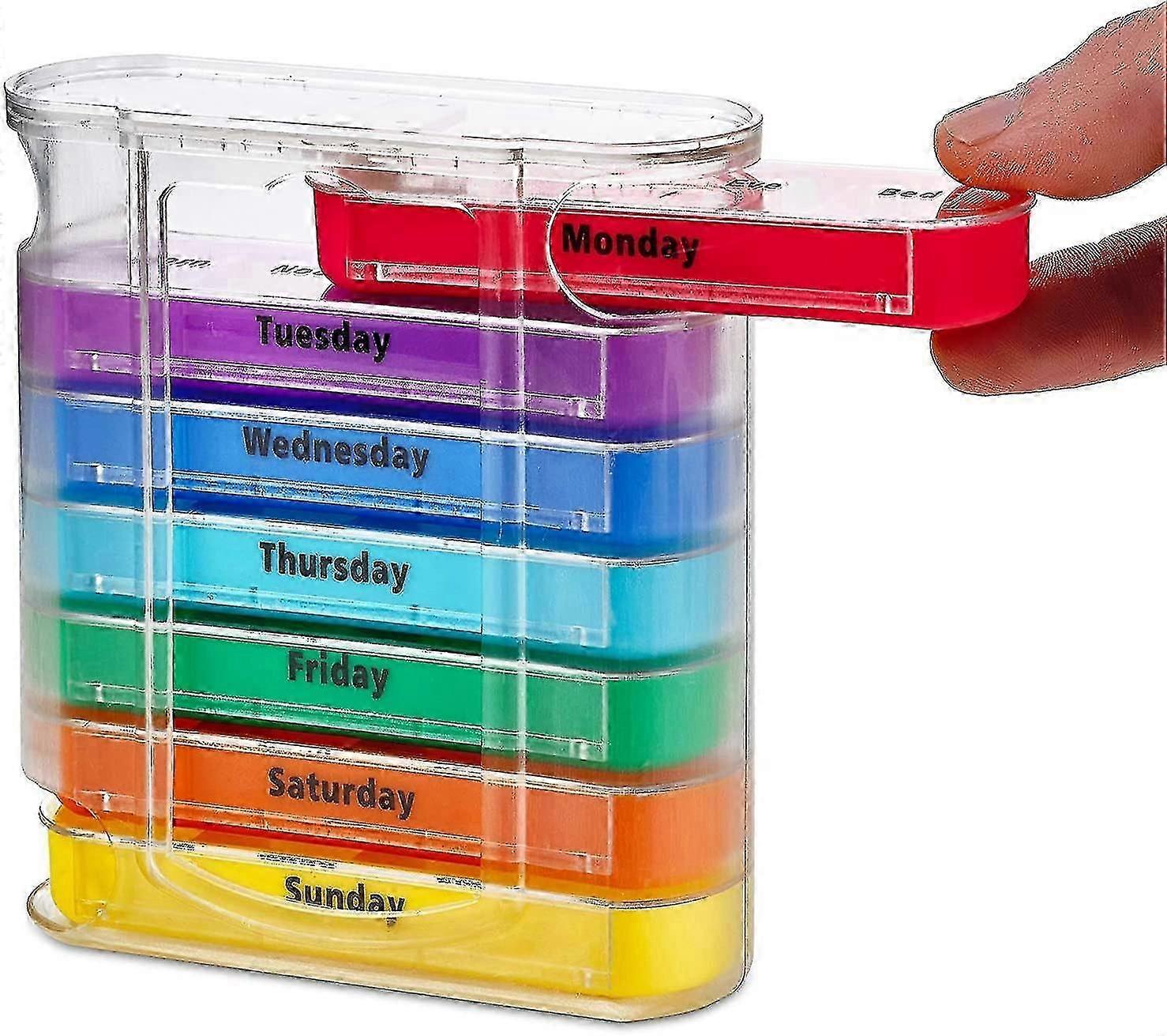 Weekly Pill Organizer, Four Times-a-day, 1 Dispenser, Stackable Am/pm