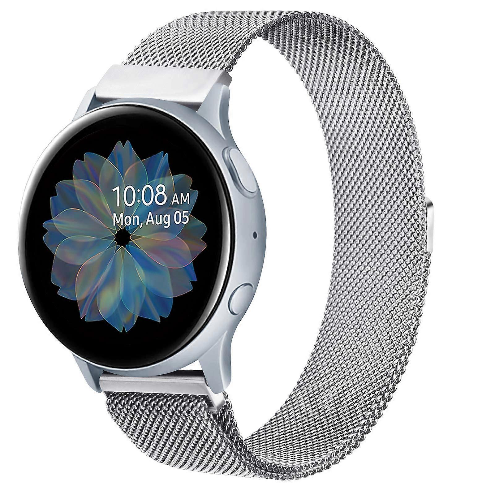 Compatible with Samsung Galaxy Watch Active / Active 2 40mm / 44mm strap, 20mm stainless steel mesh band.