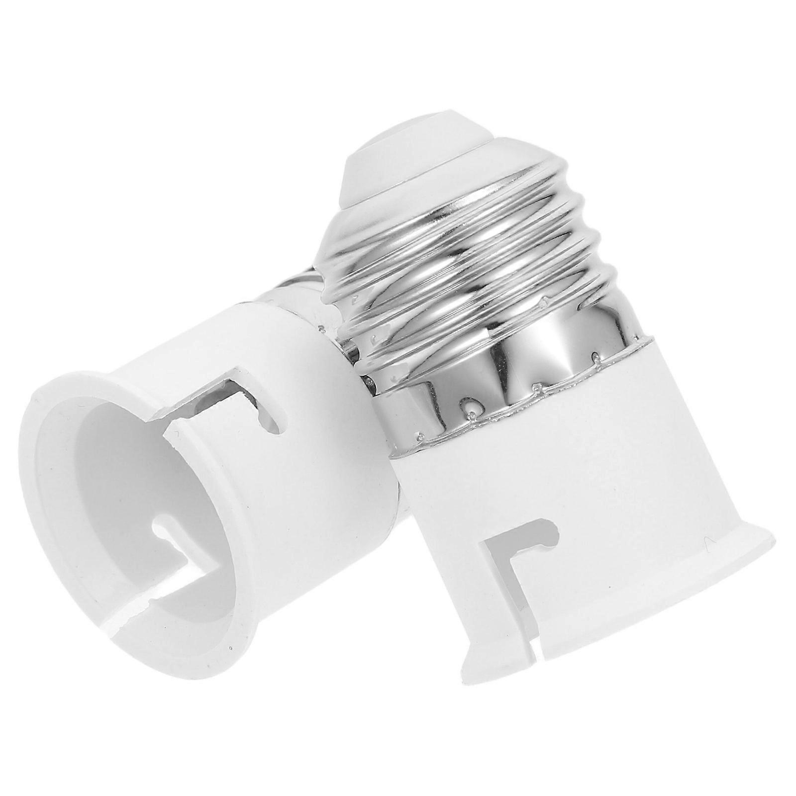 E27 to B22 Socket Adapter for Light Bulb Holder White PBT Material Safe and Reliable 2 Pieces