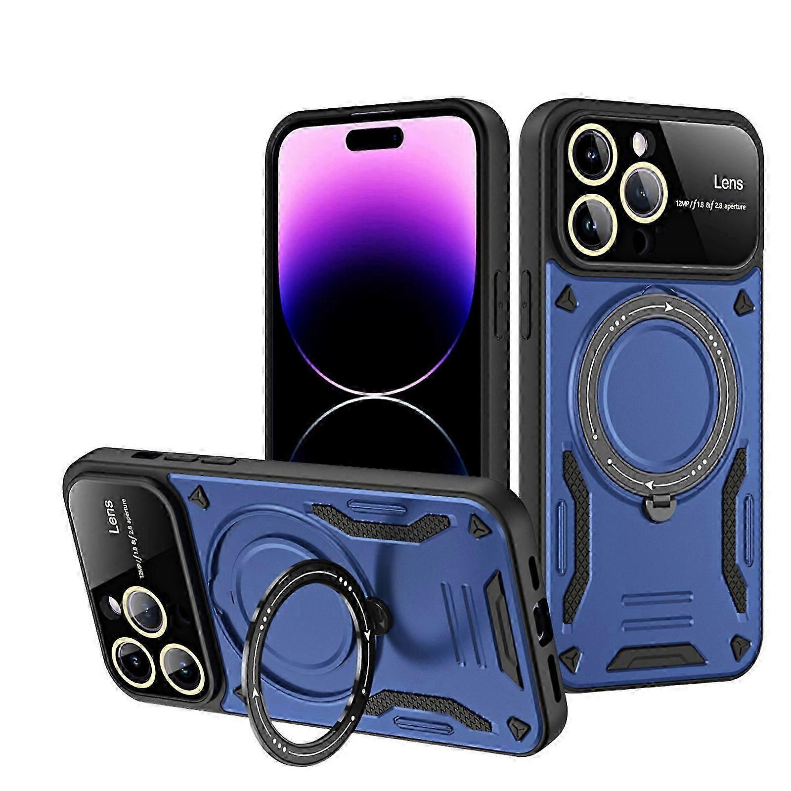 for iPhone 15 Pro Max/15 Ultra 6.7 Magnetic Case with Ring Stand, [360 Rotating Invisible Kickstand] [Compatible with Magsafe] TPU+PC Protective Cover