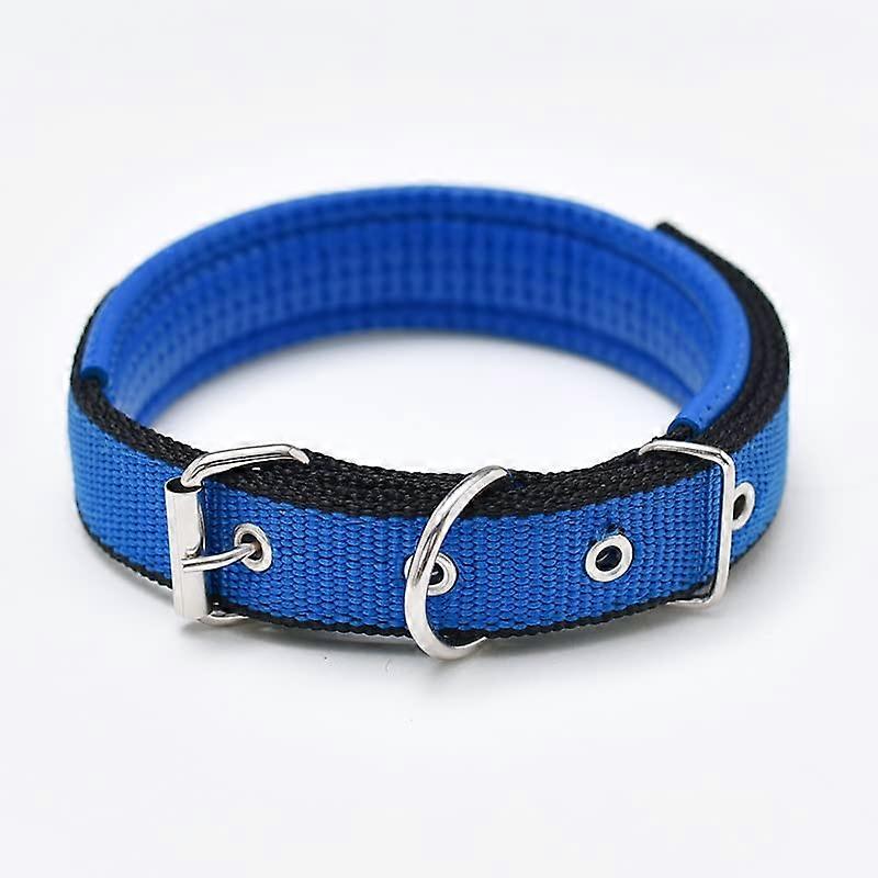 Dog Collar Adjustable Double Layer Padded PP Foam Neck Strap Soft Durable for Small Medium Large Dogs 2 Pack Blue Black XL 3.0x60cm