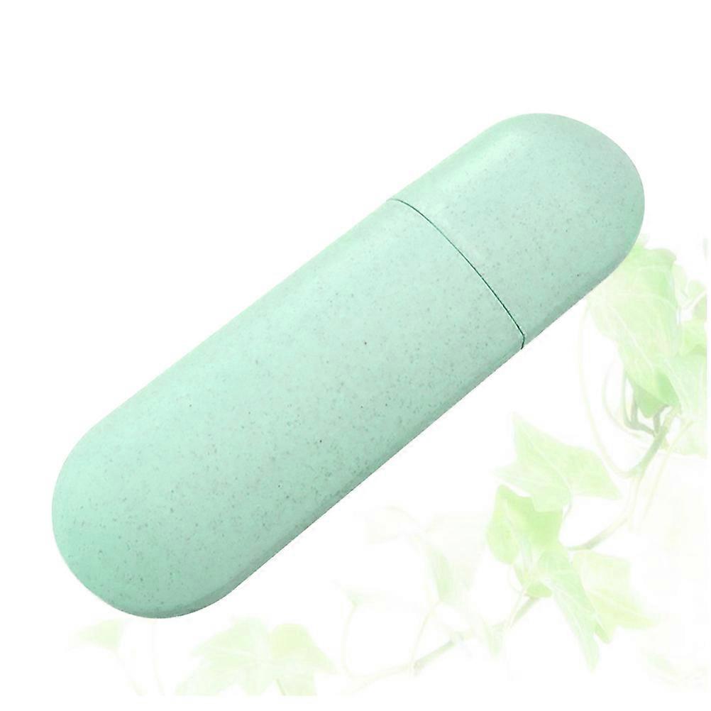 Toothbrush Storage Case Portable Toothbrush and Toothpaste Storage Case Nordic Green Rectangular PP Wheatstraw Daily Use 1Set