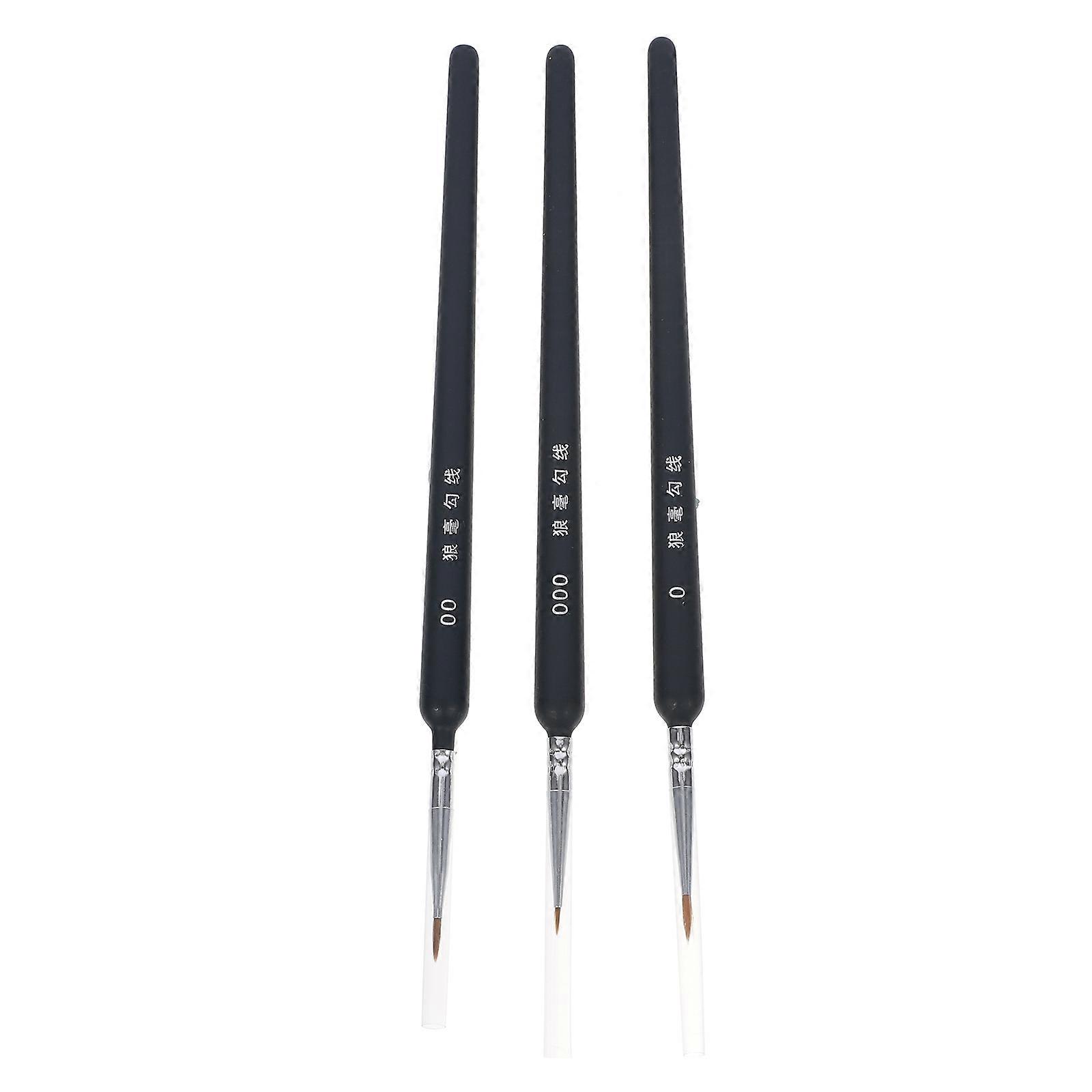 Fine Detail Watercolor Paint Brushes Black Color 000 00 0 Sizes For 3Set