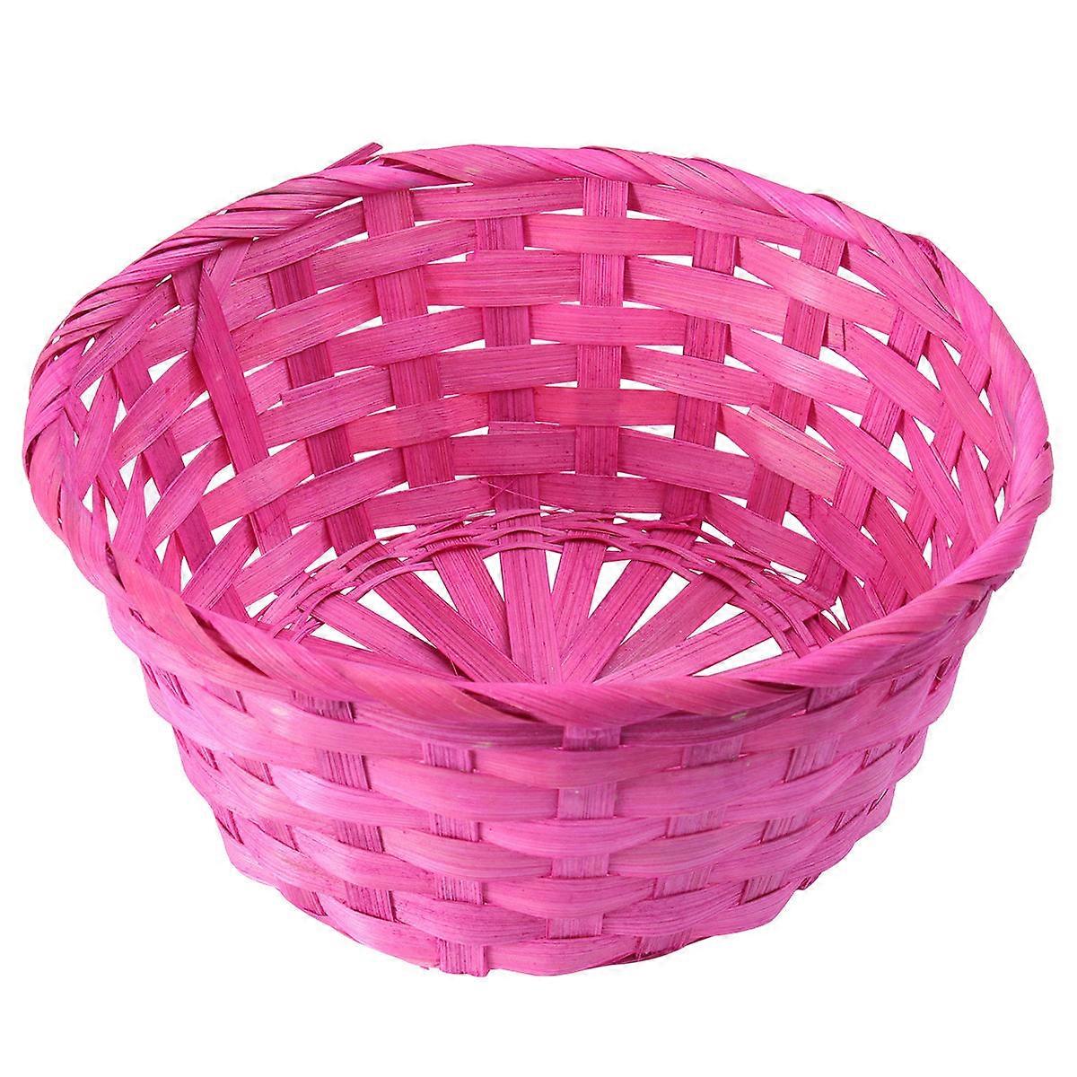 Bamboo Weave Flower Basket Round Decorative Baskets Rosy 20x2cm Ideal For Storing Eggs And Fruits 1Pcs