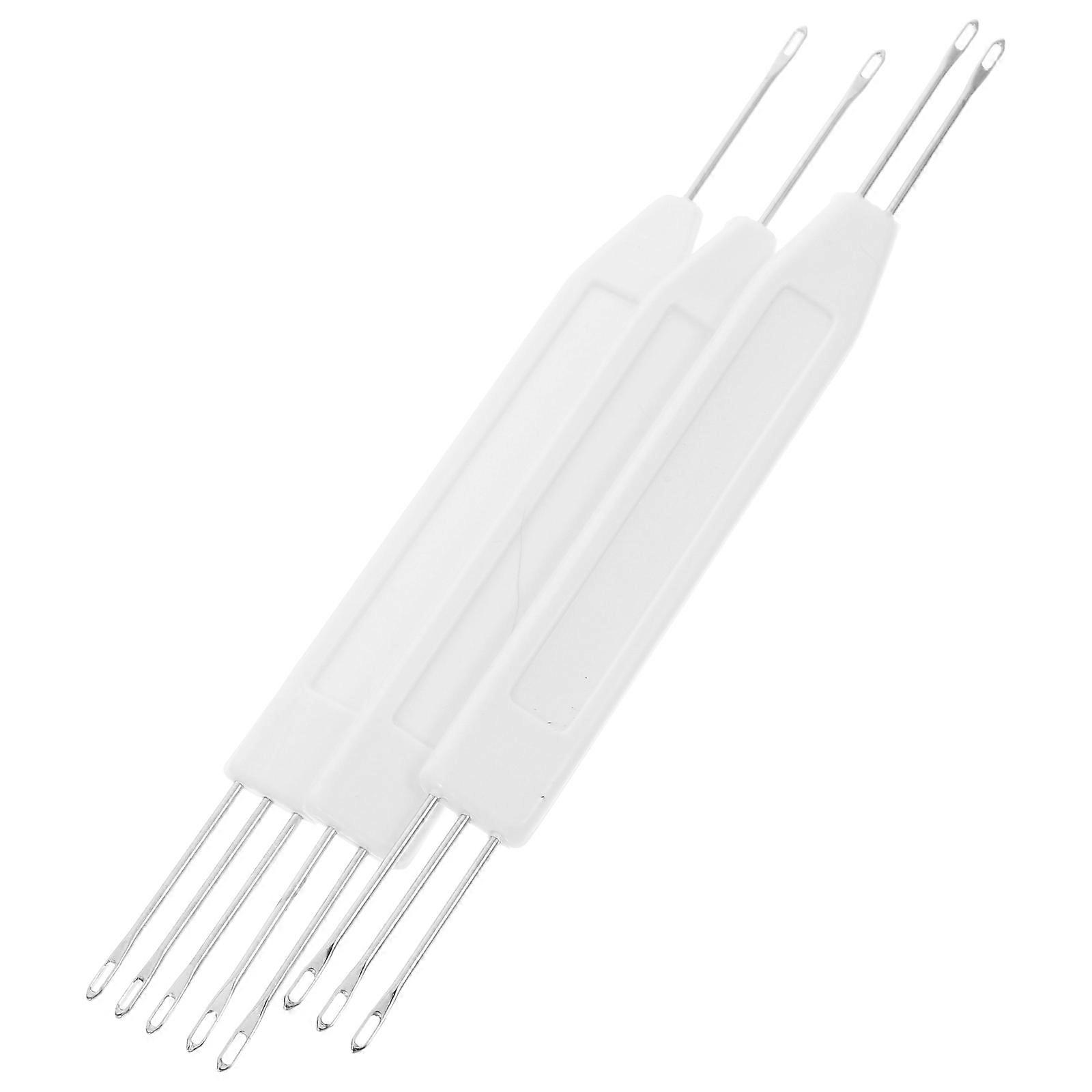Replacement Knitting Needles for Home Use Durable Plastic and Metal 3 Pieces Silver Color