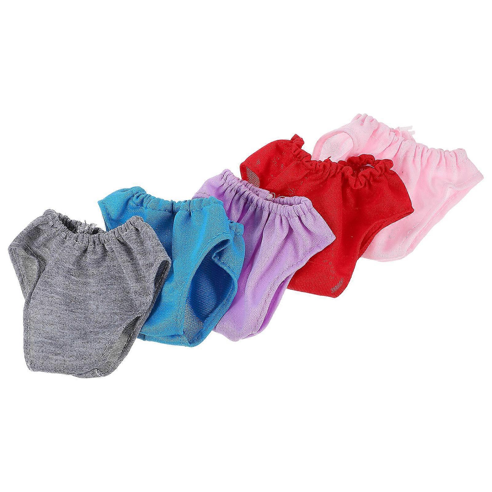 It looks like you're referring to a set of doll underwear accessories in various colors (Grey, Purple, Light Pink, Red, and Blue), perfect for