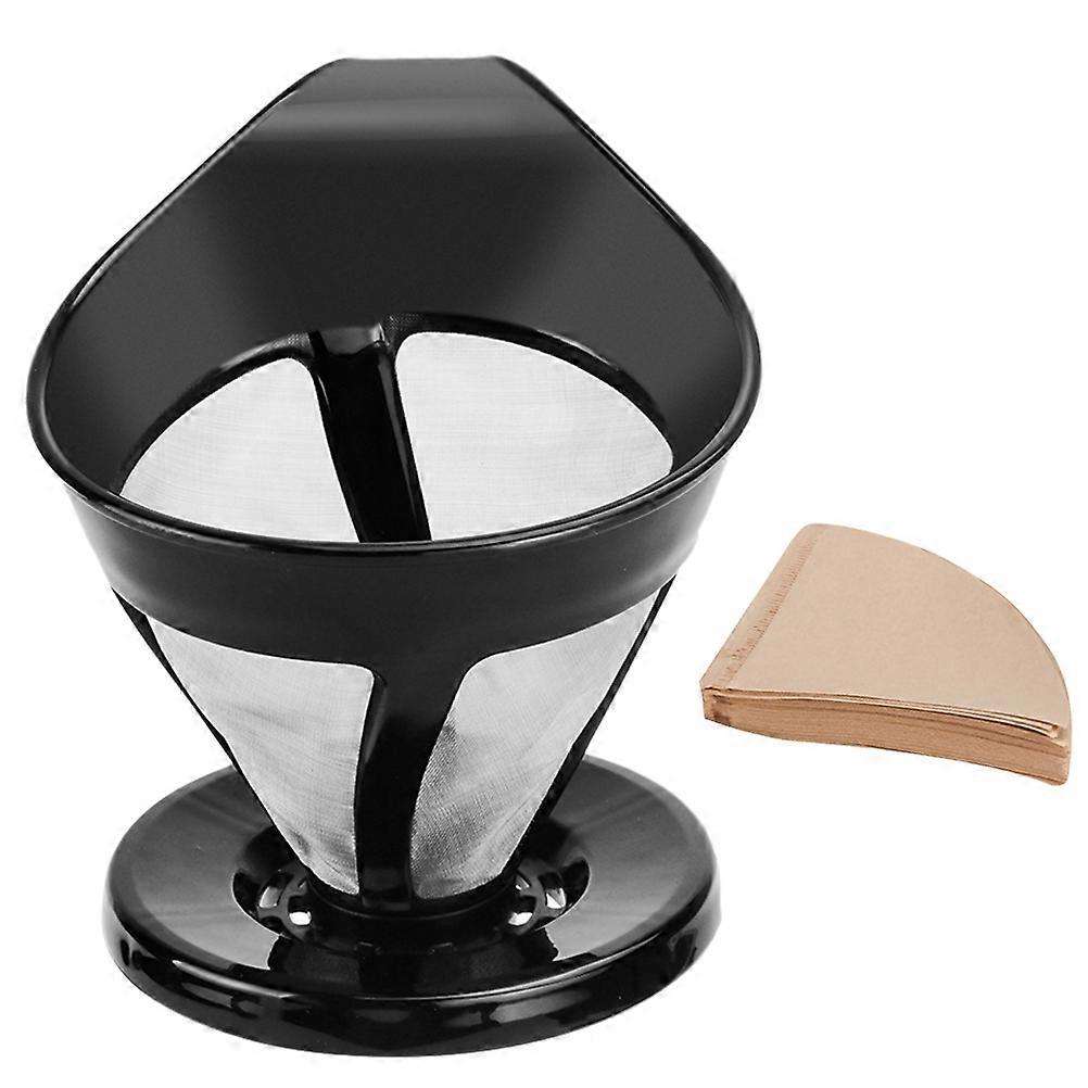 Stainless Coffee Filter Basket With 30Pcs Filter Paper Cups Travel Size 11.75x10.8x10.8cm Wear Resistance