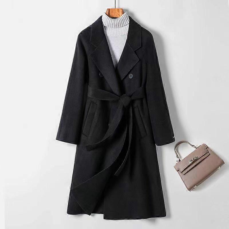 Stylish and Warm-Keep Autumn and Winter Long Herringbone Woolen Coat
