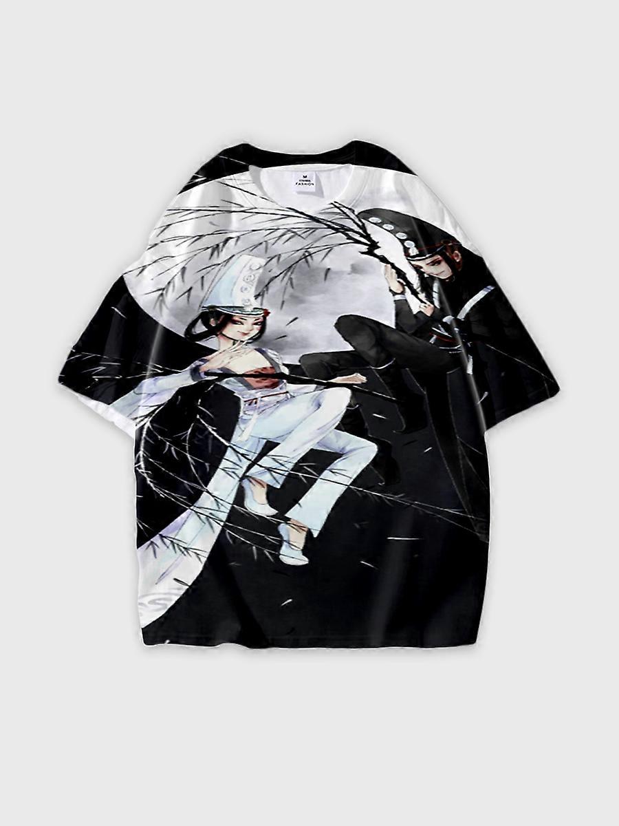 T-shirt round neck Character Pattern loose short sleeve P1339