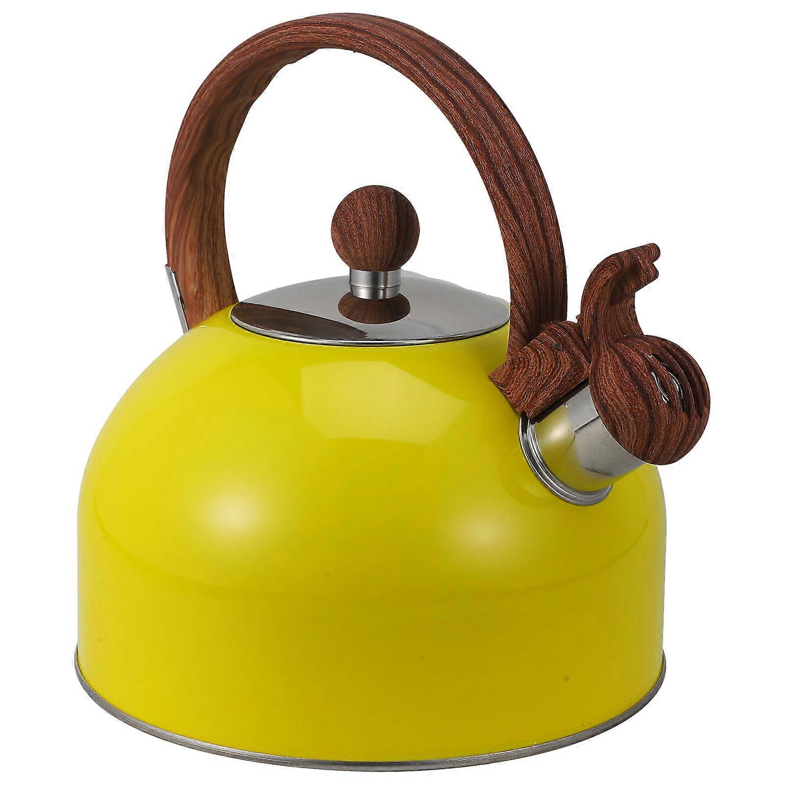 Kettle Stainless Steel Kettle For Kitchen Appliance 19X19X21.5CM Yellow Whistling Alarm 1Set