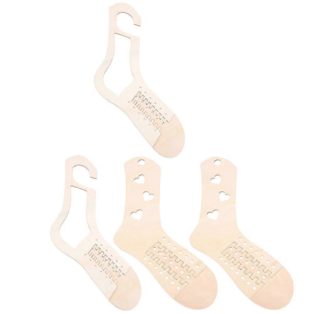 Wooden Sock Blockers for Knitting Beige Color Durable Craft Tools with 4pcs Set Perfect for DIY Projects