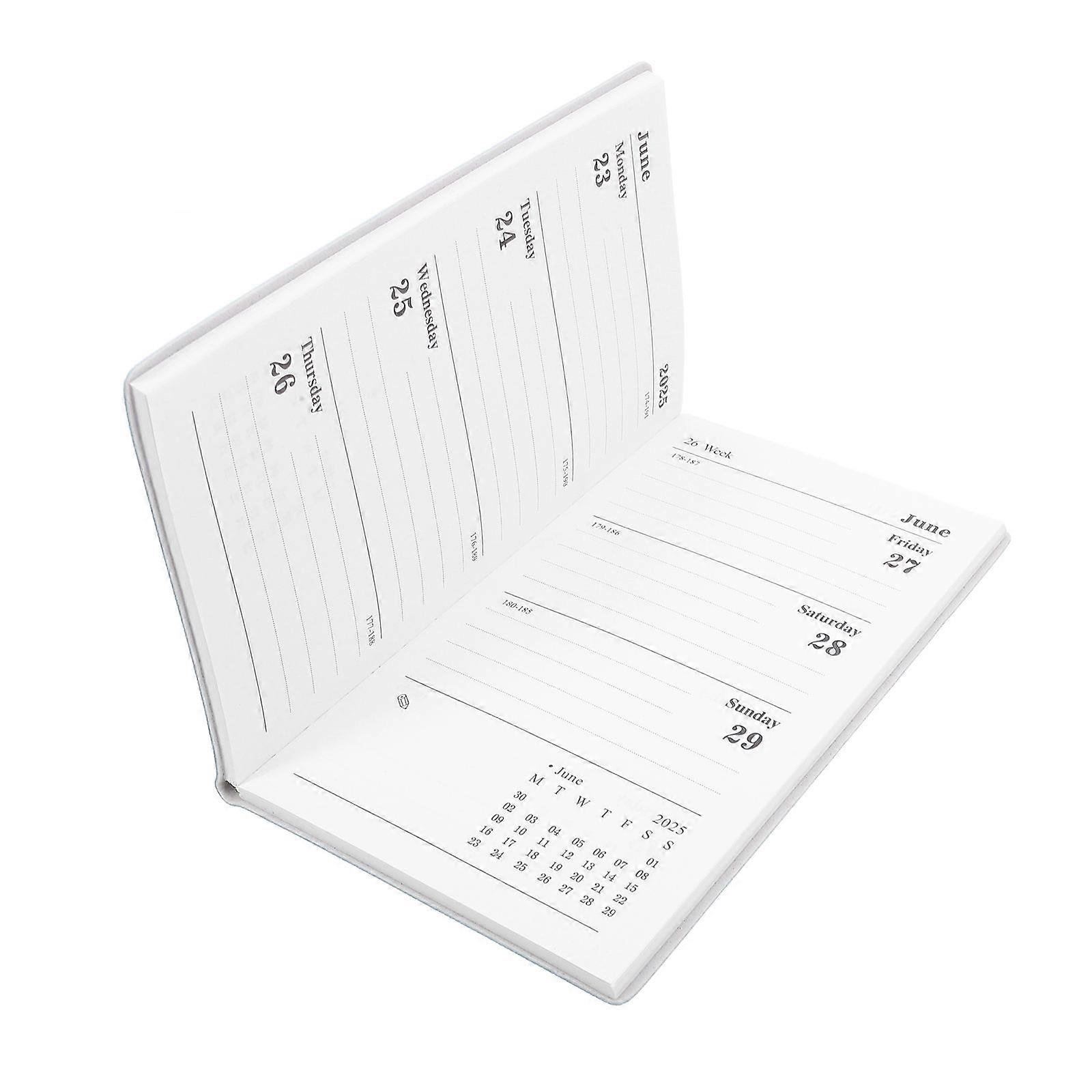 Business Planning Notebook Yearly Schedule Notepad Home Office Portable Daily Planner Organizer Smooth Writing Stylish PU Material