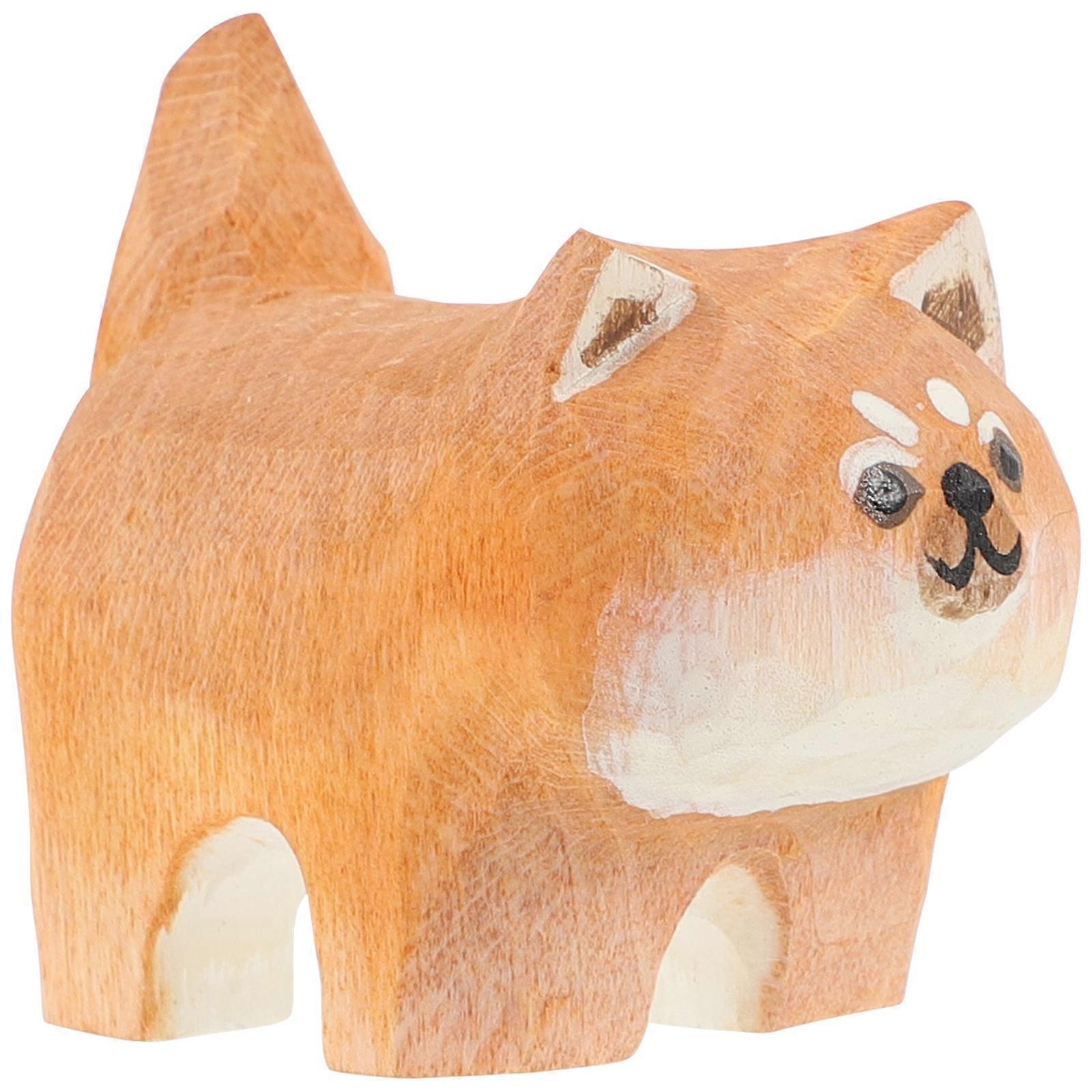 Flexible Joint Animal Ornament Figurines Wood Dog Shape Design Home Miniature Ornaments 4.2x3.1cm 1Set