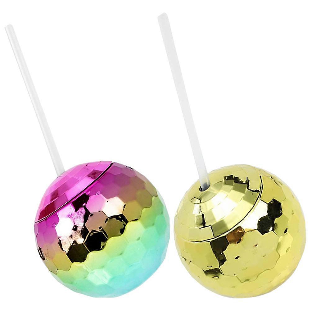 Shiny Disco Ball Shaped Cup for Parties Made of Sturdy Plastic in Assorted Colors 2pcs