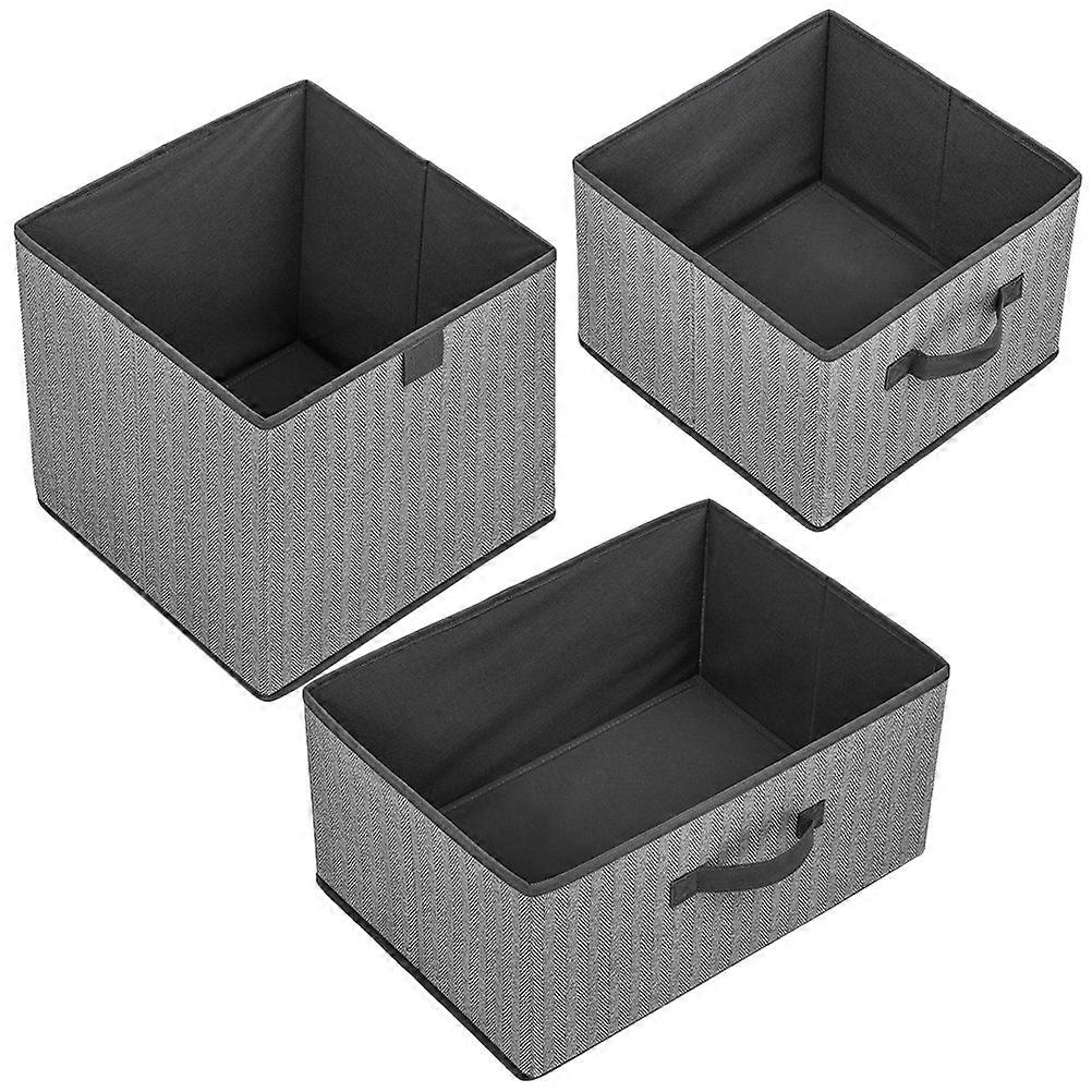 تنظيم صندوق تخزين النسيج بن رمادي للتنظيم المنزلي 3 قطع