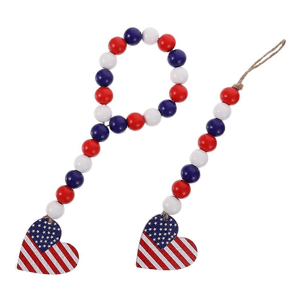 Hanging Wooden Beads with Heart Shape Pendants Assorted Color Hemp Rope for Home Decoration Wall Hanging