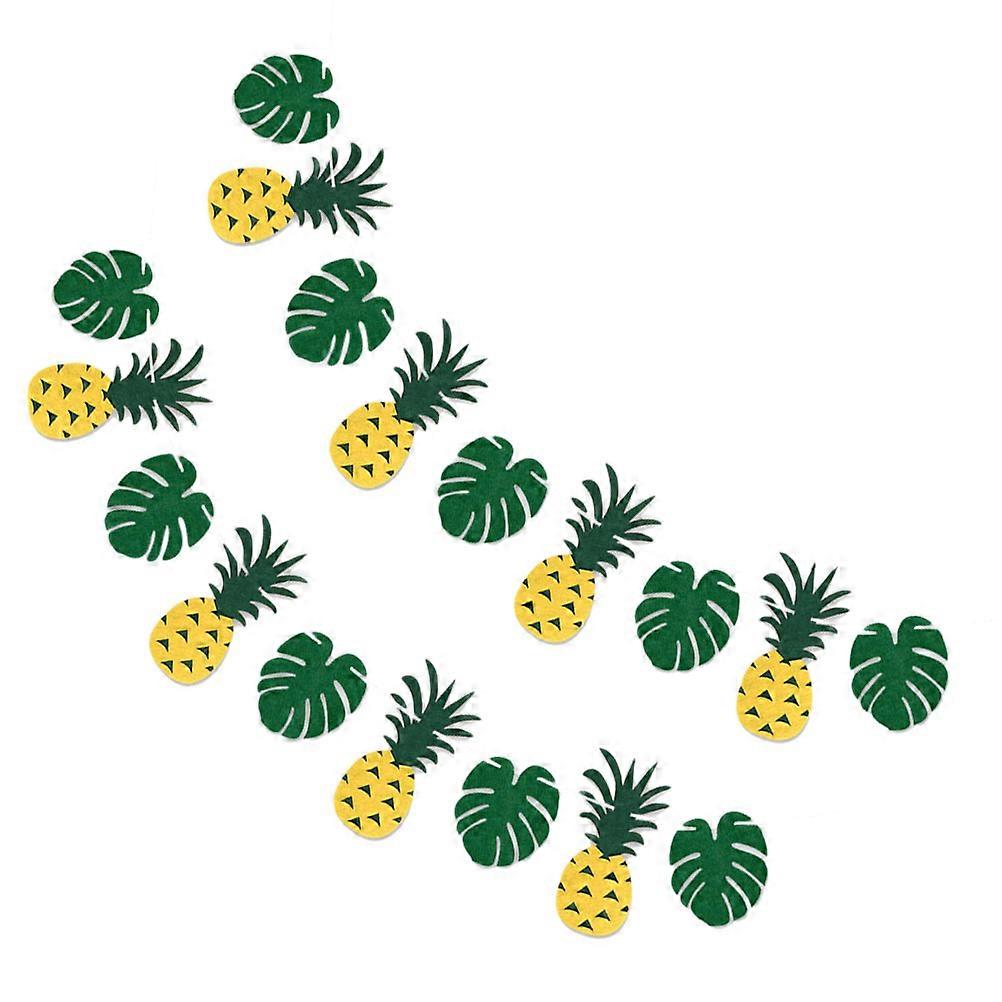 Hawaii Party Banner with Pineapple and Monstera Leaf Design, 2pcs Bunting Flags for Indoor Outdoor Decor