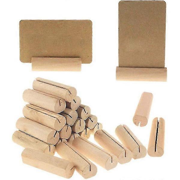 40 pcs carte en bois Photo carte Mémo support en bois rond insert forme Table numéro de support Clip, base en bois carte de lieu