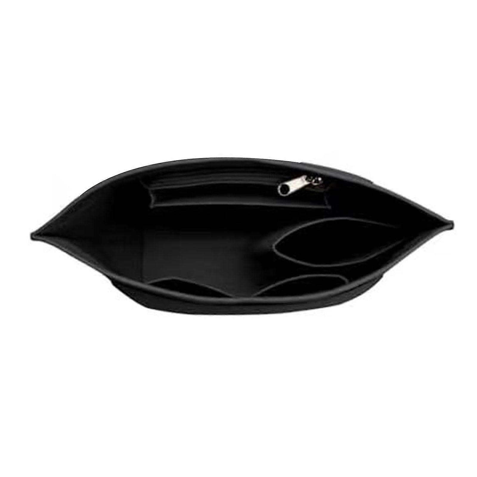 Foldable Shoulder Bag With Felt Wallet Divider, Wallet Organizer Insert, Large Wallet Pocket, Black