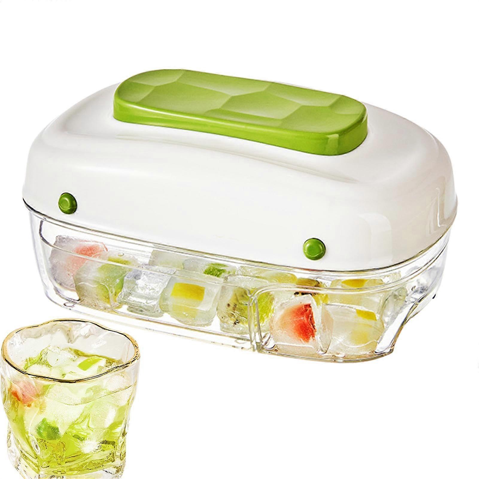 Eisblockschale mit Deckel und Tablett für 32 Eiswürfel, stapelbare Eisaufbewahrung, Eisblockpresse