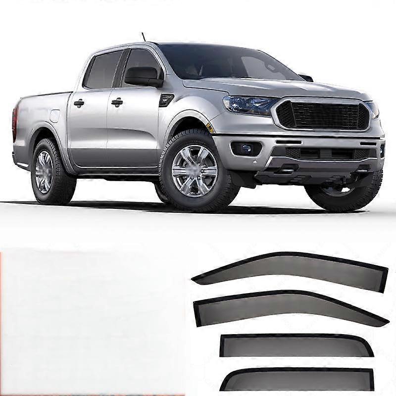 Side Window Rain Guards, Car Comfort Wind Deflectors, Smoke Tint, Durable Material for Ford Ranger MK4 P375 2019-2023