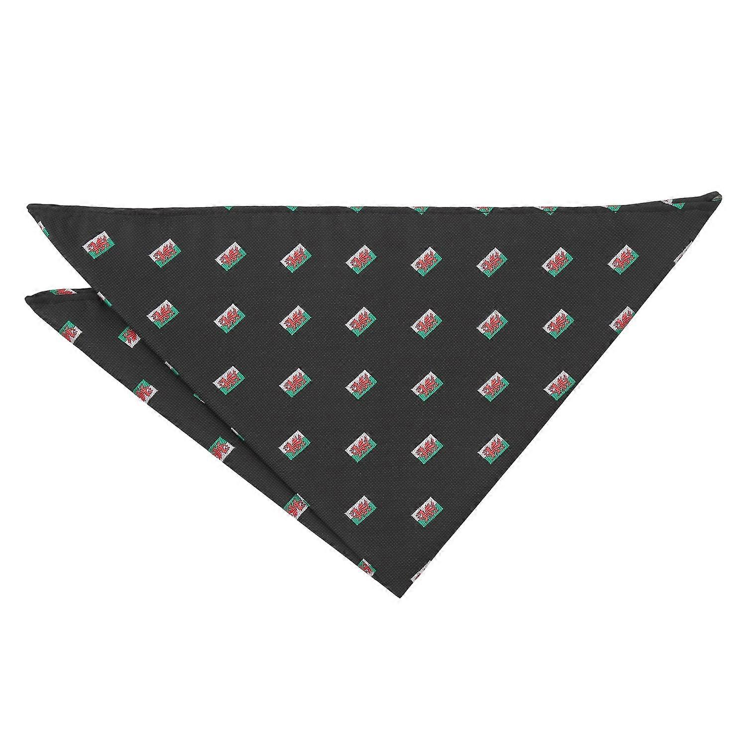 Black Welsh Flag Embroidered Pocket Square