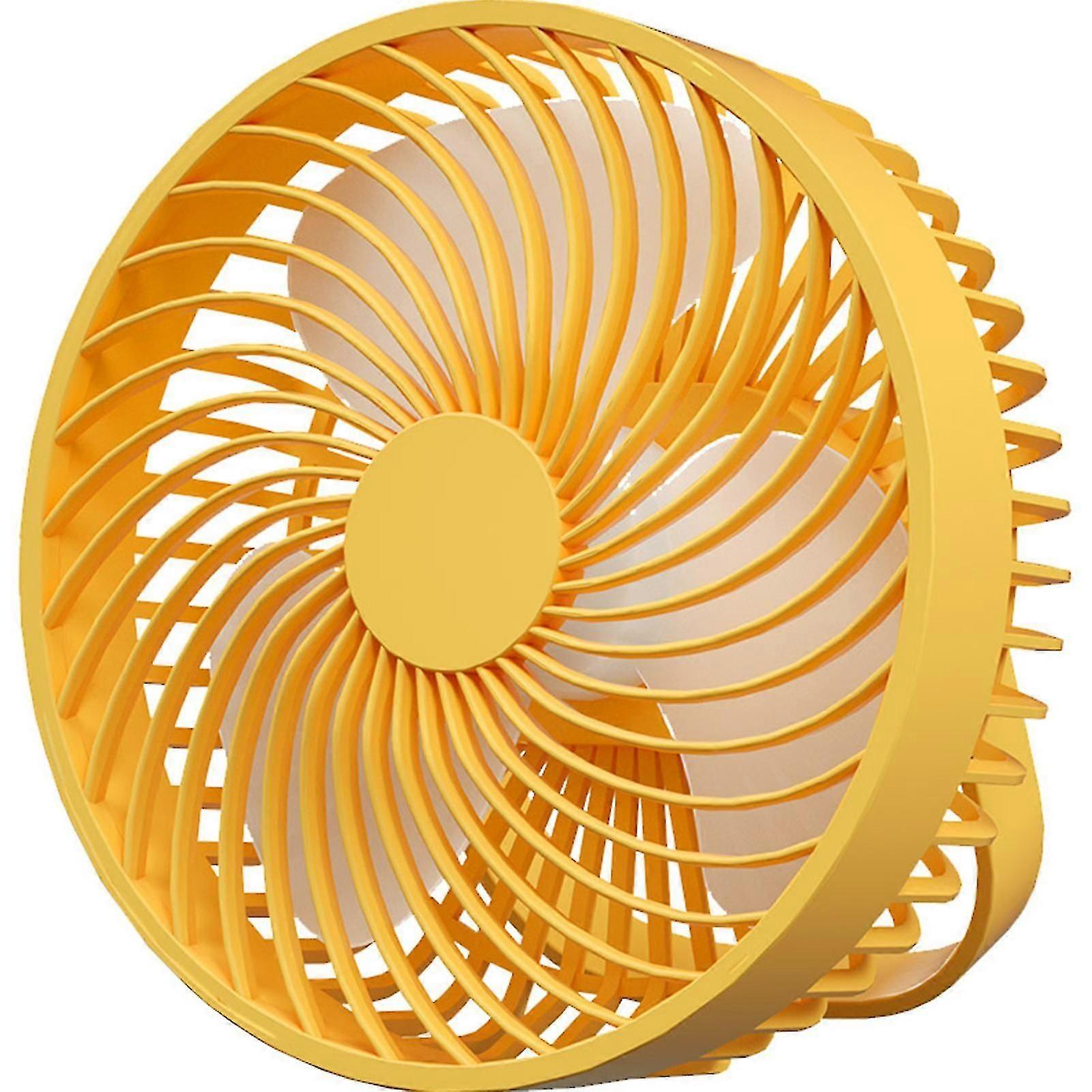 Portable 6.5inch Camping Fan With Led Lamp Usb Rechargeable 1200mah Desk Fan