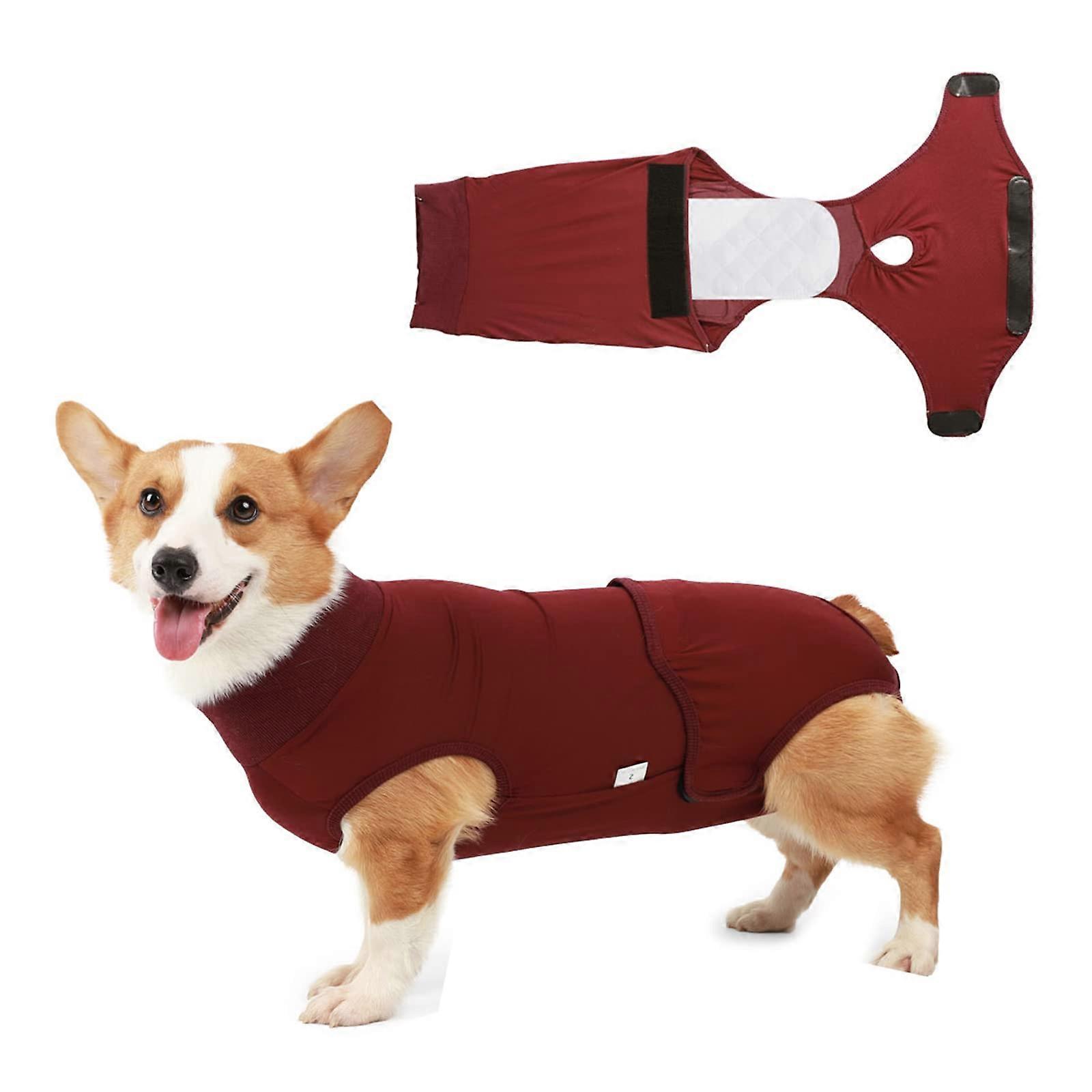 Dog Recovery Suit for Dogs and Cats Post-Surgery, Red Professional Pet Recovery Shirt for Abdominal Wounds, Size S