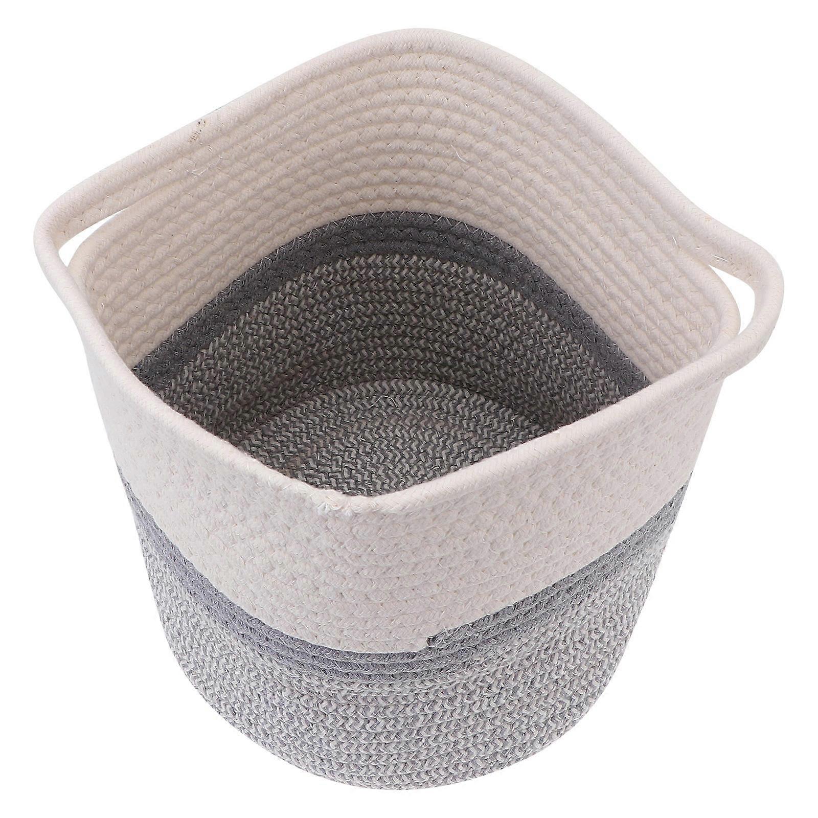 White Cotton Rope Storage Basket for Home Use Stylish and Practical Sundries Container 1pc
