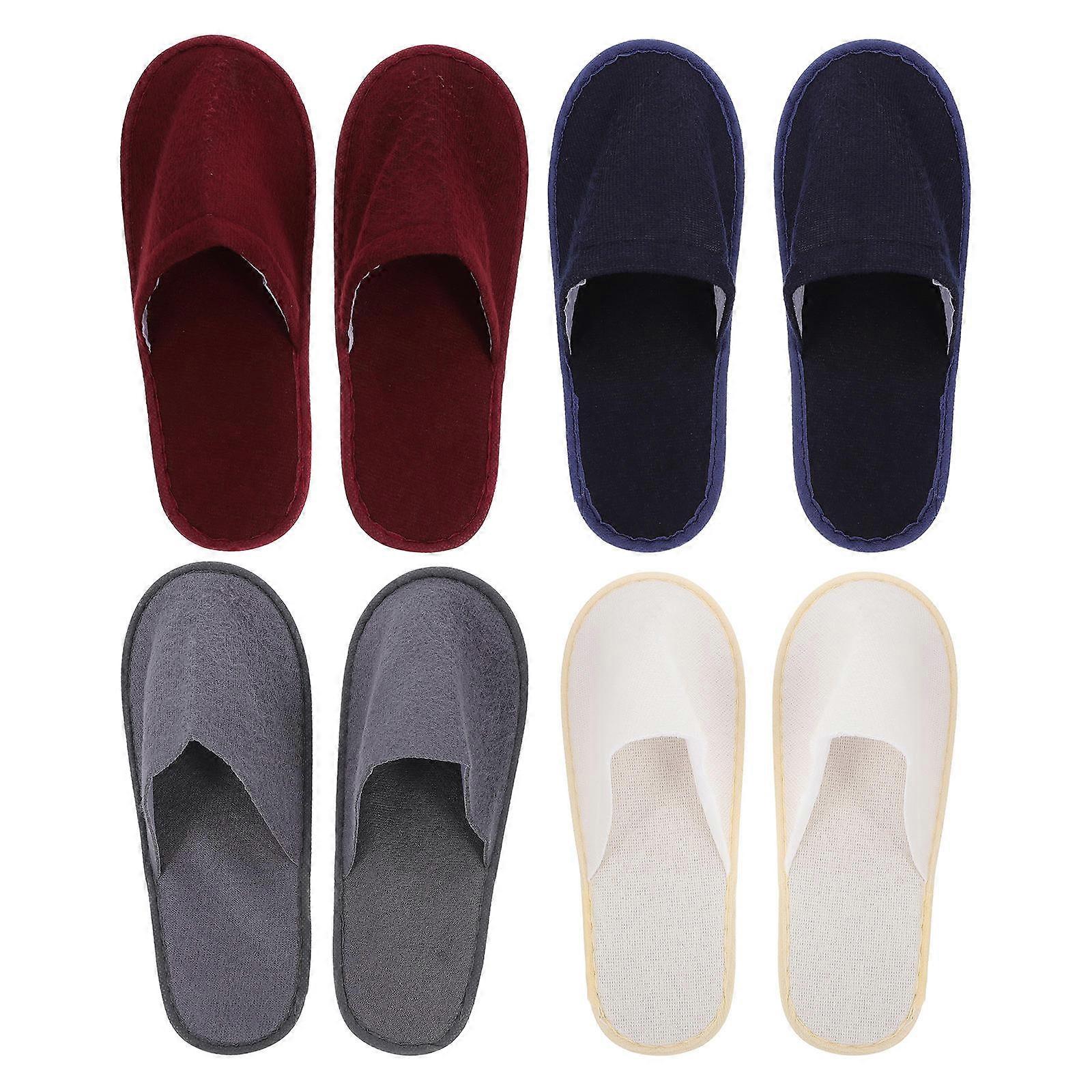 Breathable 8 Pairs Slippers For Household Slippers Portable Folding Non-slip Comfortable Cotton Cloth