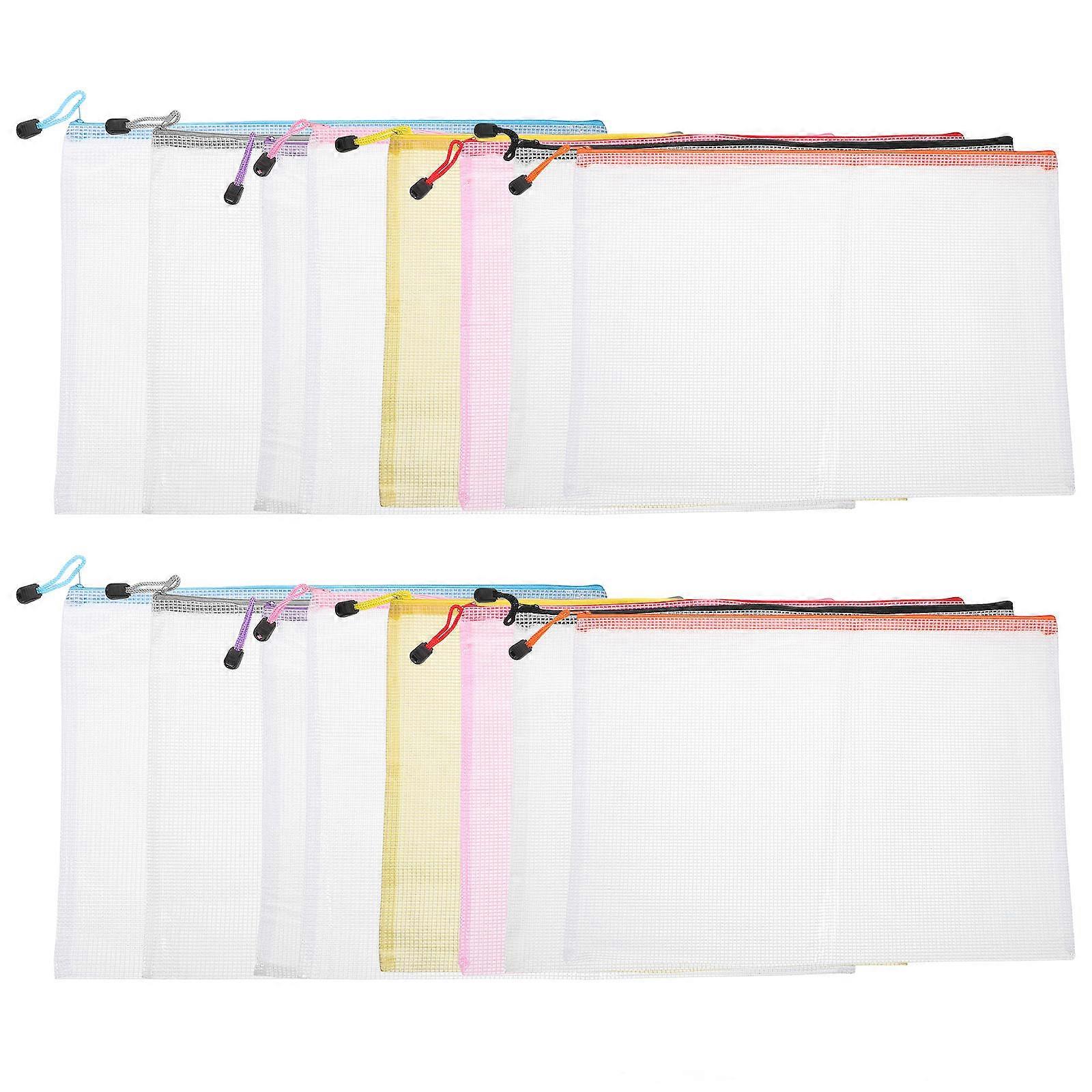 A3 Size 16Pcs Waterproof Zipper Pouches Mesh Design For Office Organization Travel Document Protection