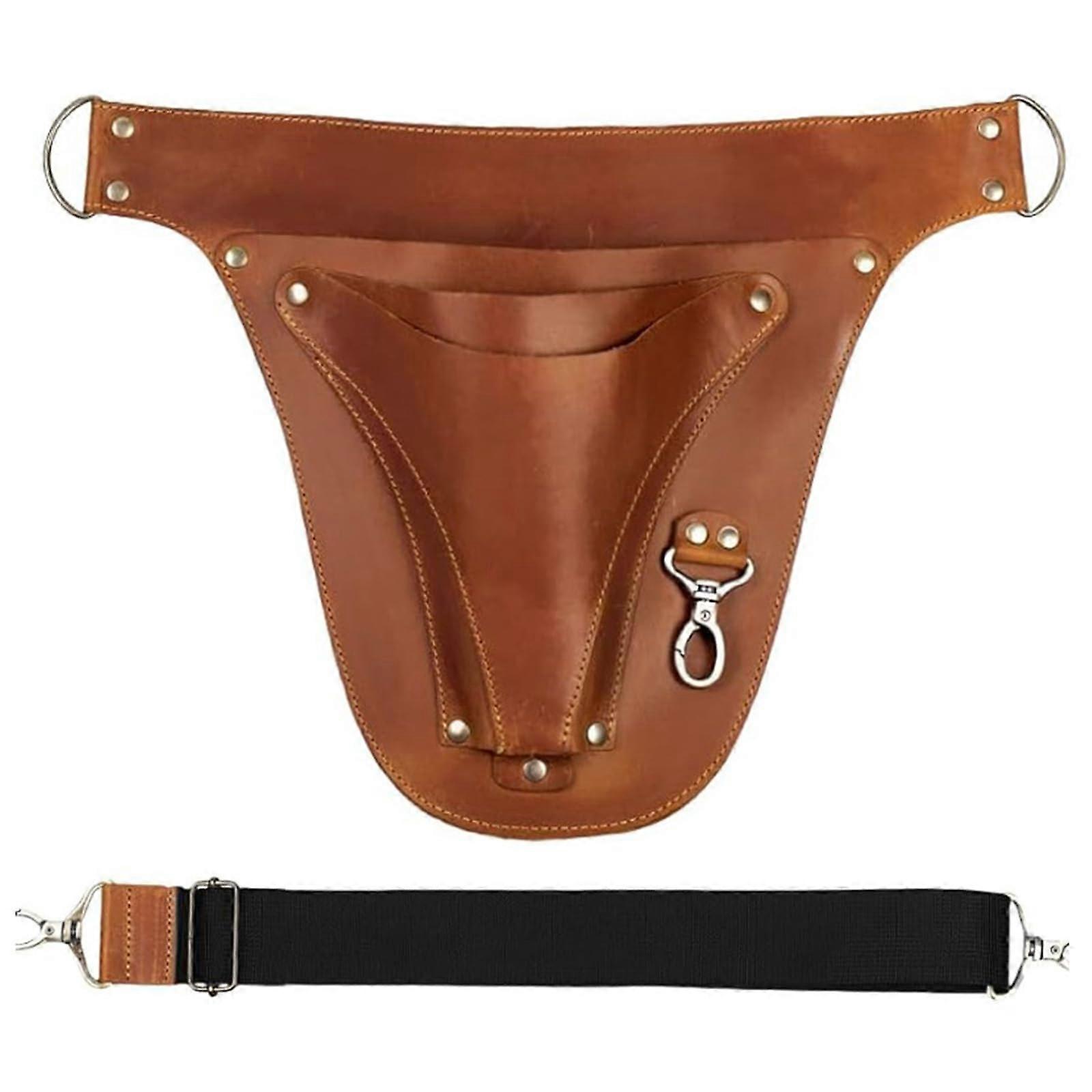 Electrician Tool Bag with Tunnel Loop MultiPurpose Pouch Adjustable Maintenance Bag Adjustable Waist Belt for Gardeners, Brown