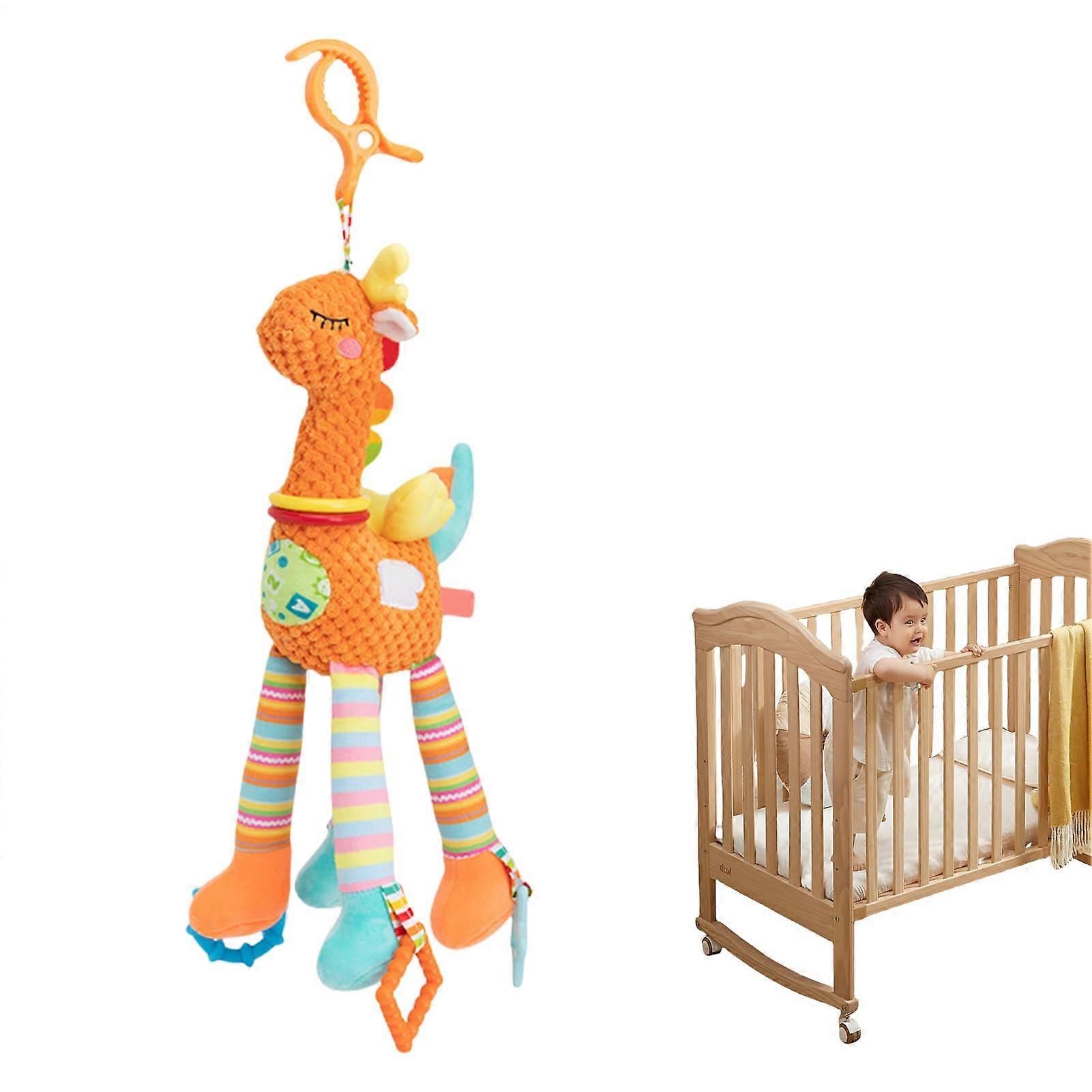 Baby Stroller Toy Attachable Calming Plush Doll For Strollers And Car Seats Animal Decor On The Go Orange