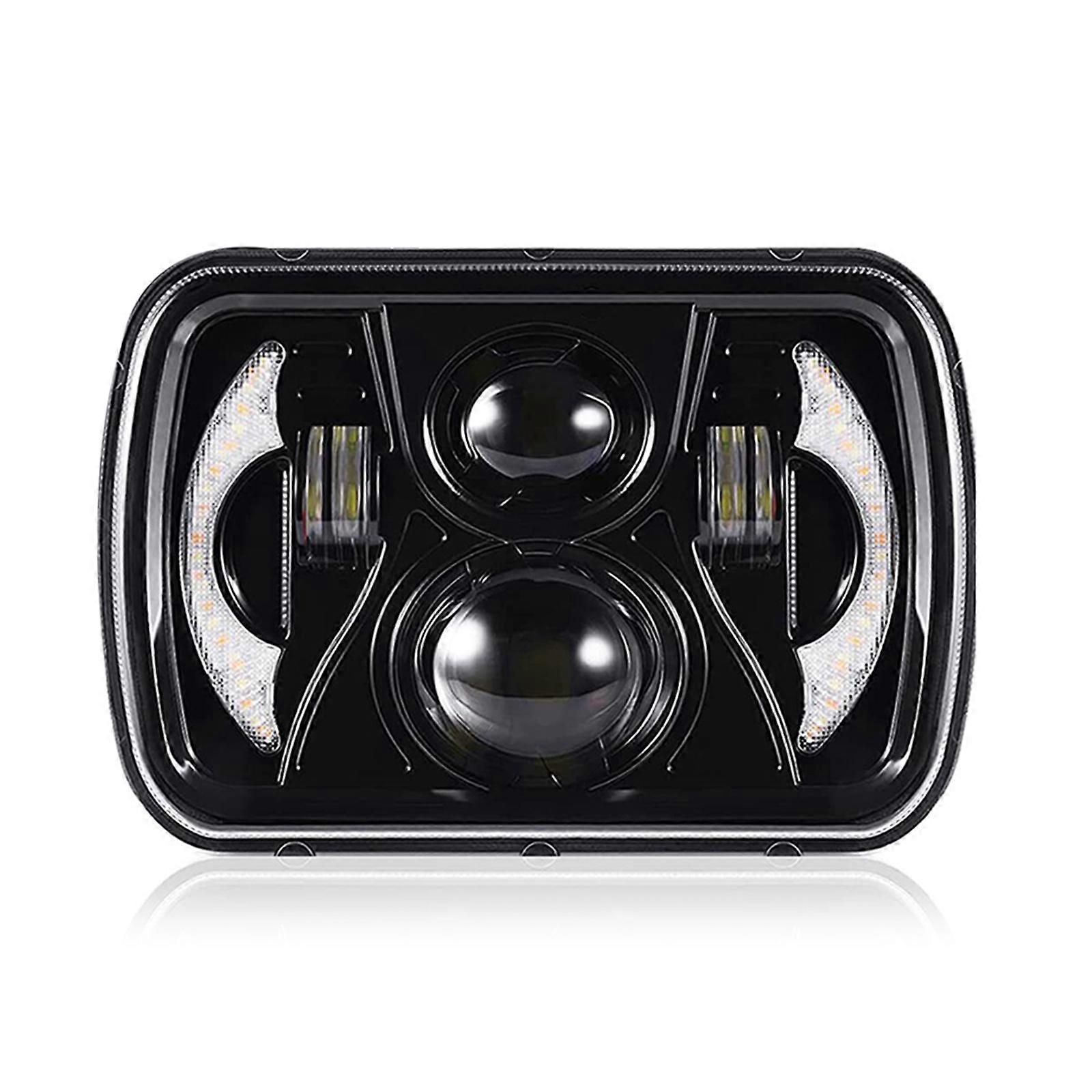 7x6 5x7 Inch Rectangular LED Headlight High Low Beam with DRL Turn Signal IP67 Waterproof for Jeep Ford Chevrolet GMC