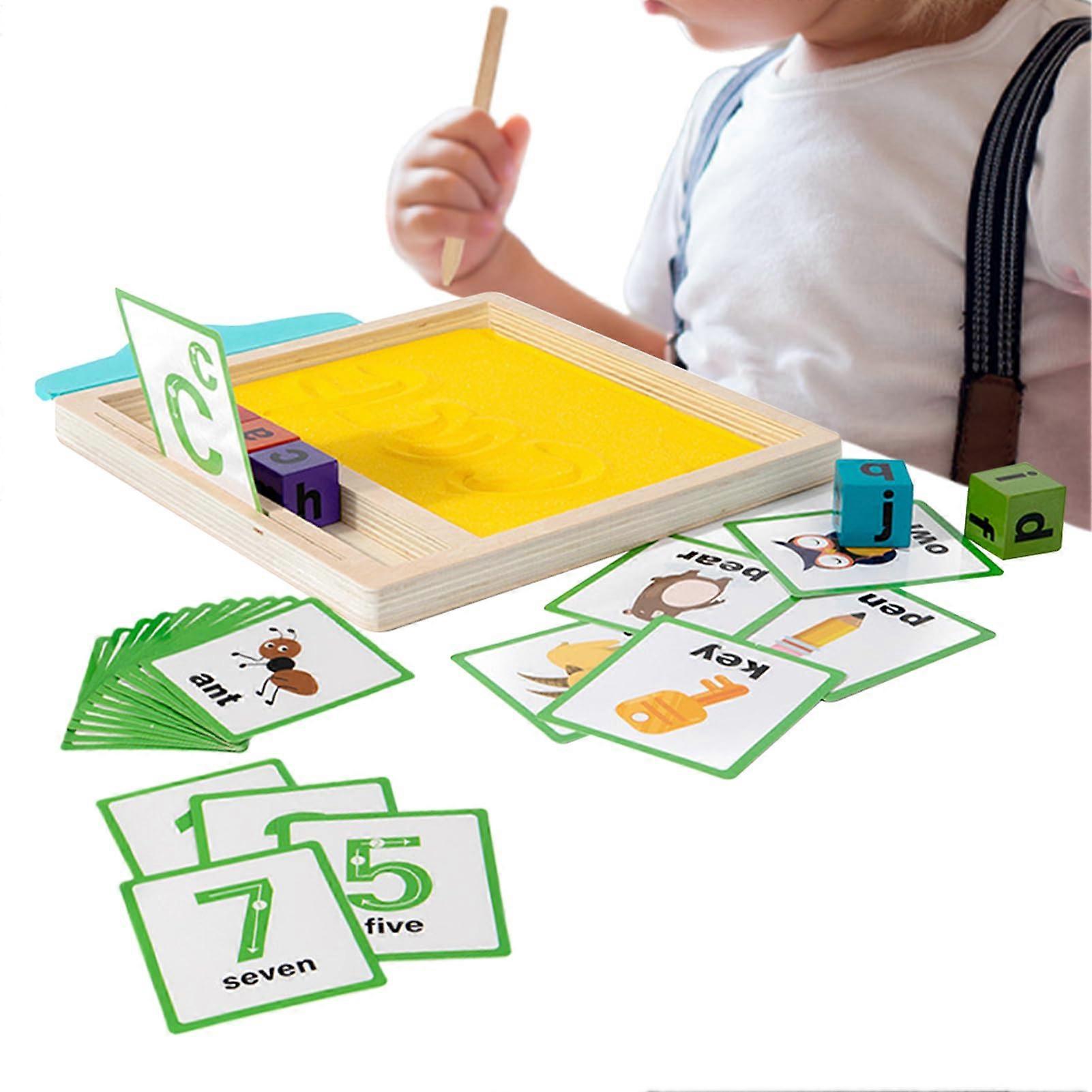 Wooden Sand Letters Tracing Tray  Alphabet Learning Game for Preschool