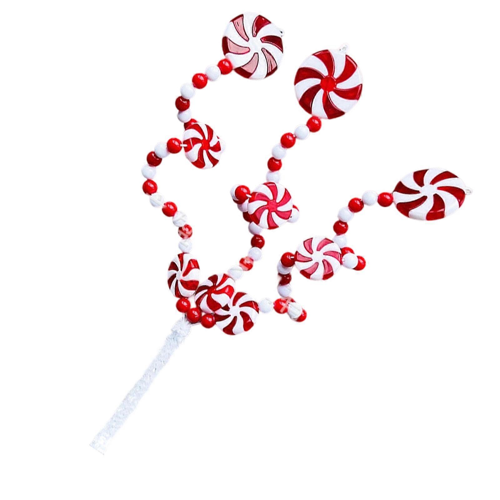 Shatterproof Artificial Candy Branch Stems Christmas Tree Decorations for Tree Top Display and Vase Arrangements  Red