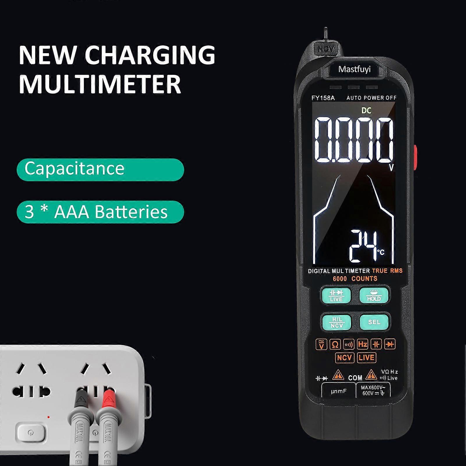Mastfuyi FY158A Digital Intelligent Multimeter, Fully Automatic Portable Multimeter, Digital Display Multimeter