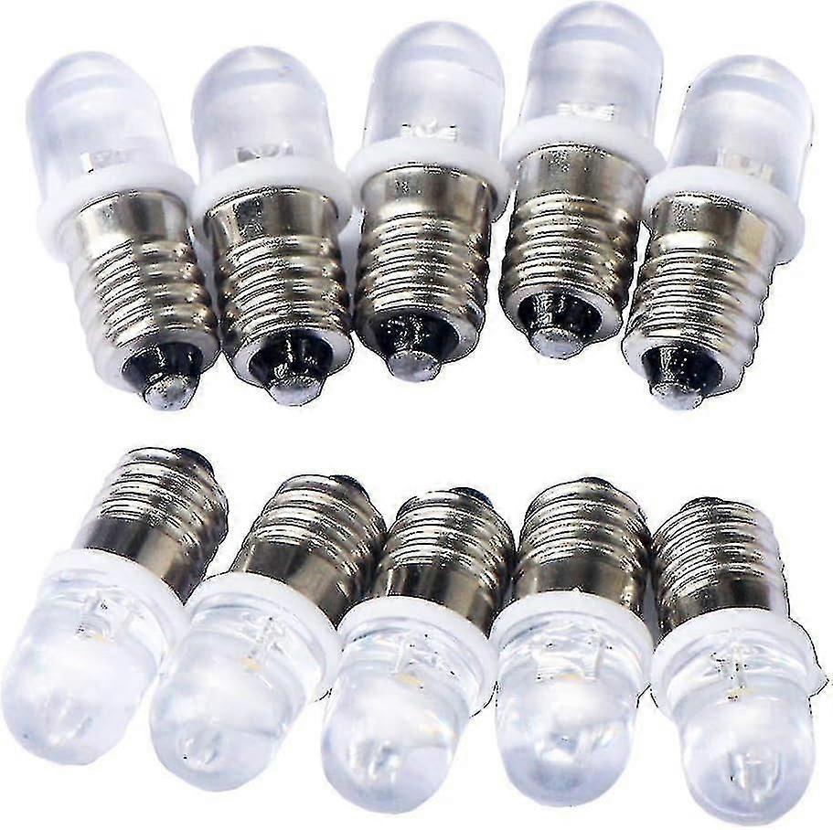 10 becuri LED E10 12V, alb cald