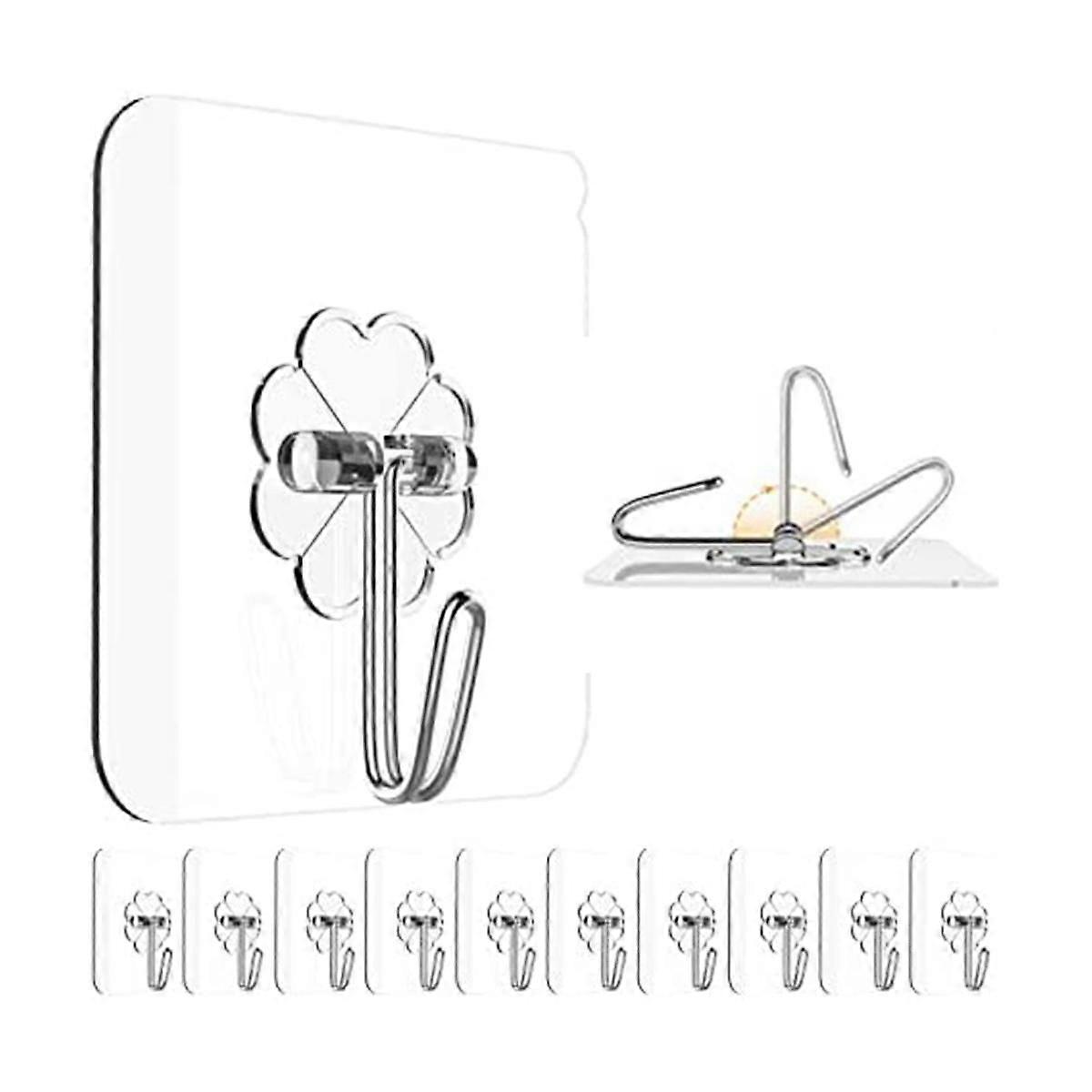 Adhesive Hooks for Hanging Heavy Duty - 12 Pack Wall Hooks 13Lb(Max), Sticky Hooks Waterproof, Wall