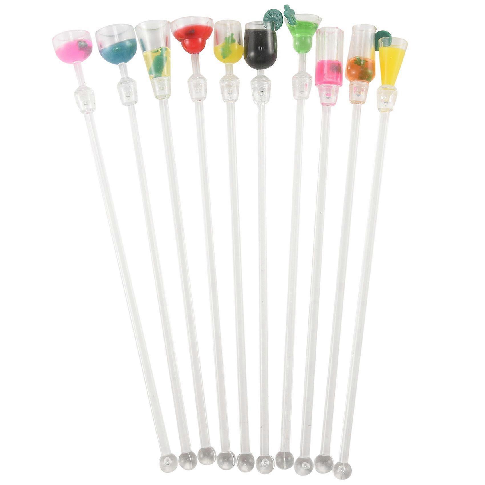 10Pcs Cocktail Stirrer Drink Mixing Stick Set Acrylic Cocktail Mixer Blender Bar Supplies Swizzle S